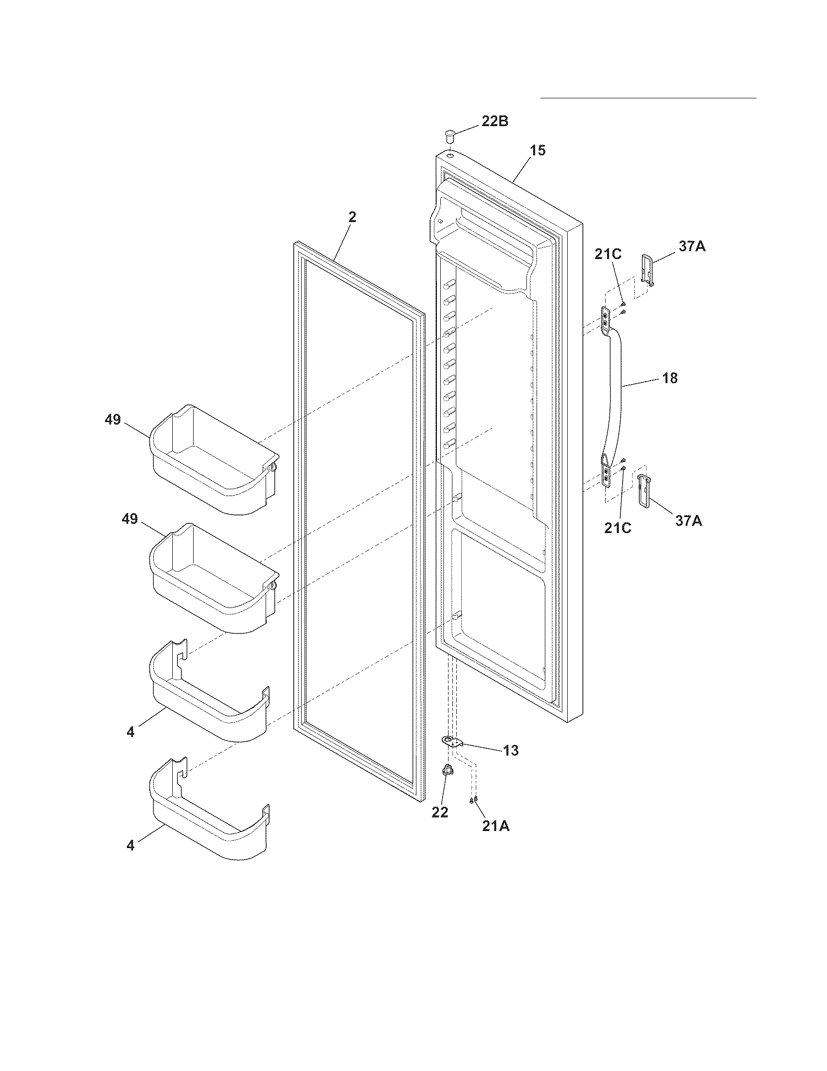 White-Westinghouse WWSS2601KW7 refrigerator door diagram