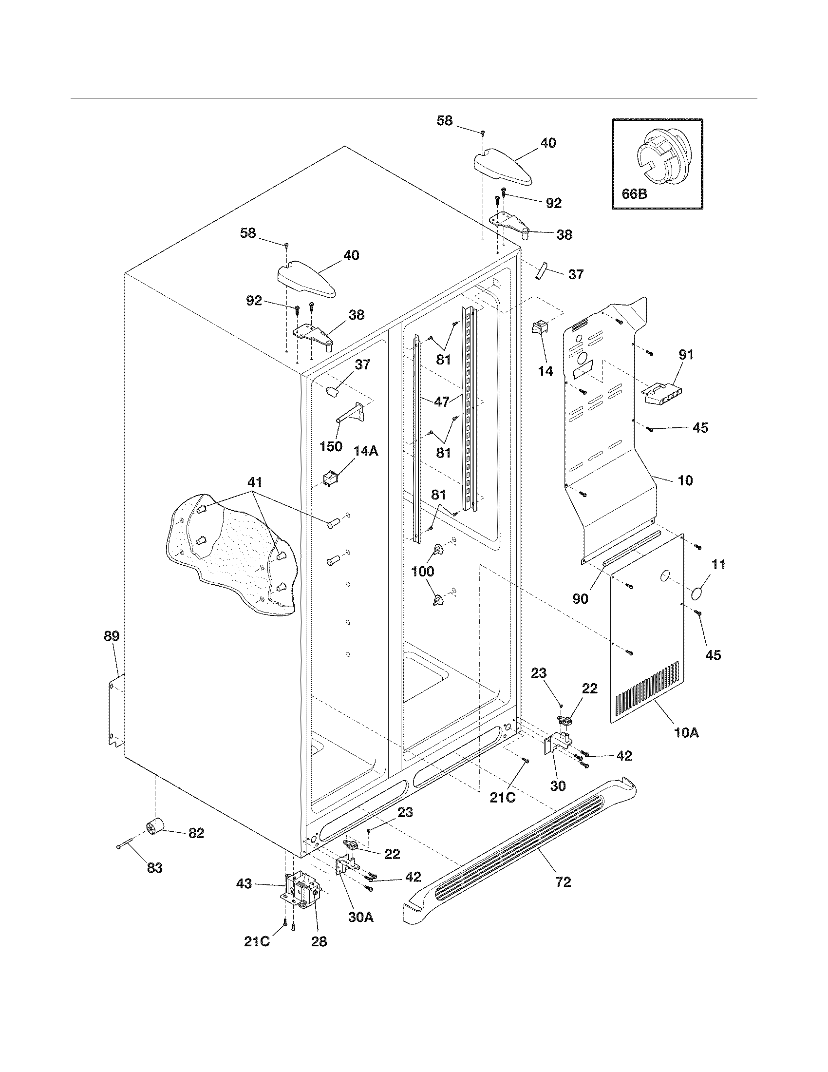 White-Westinghouse WWSS2601KW7 cabinet diagram