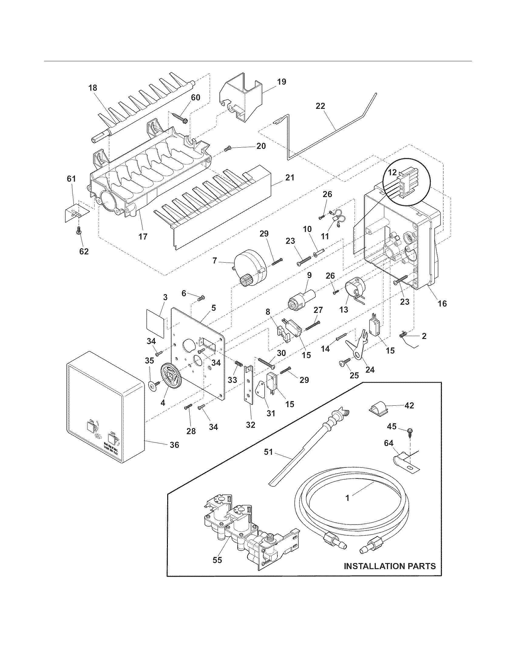 White-Westinghouse WWSS2601KW7 ice maker diagram