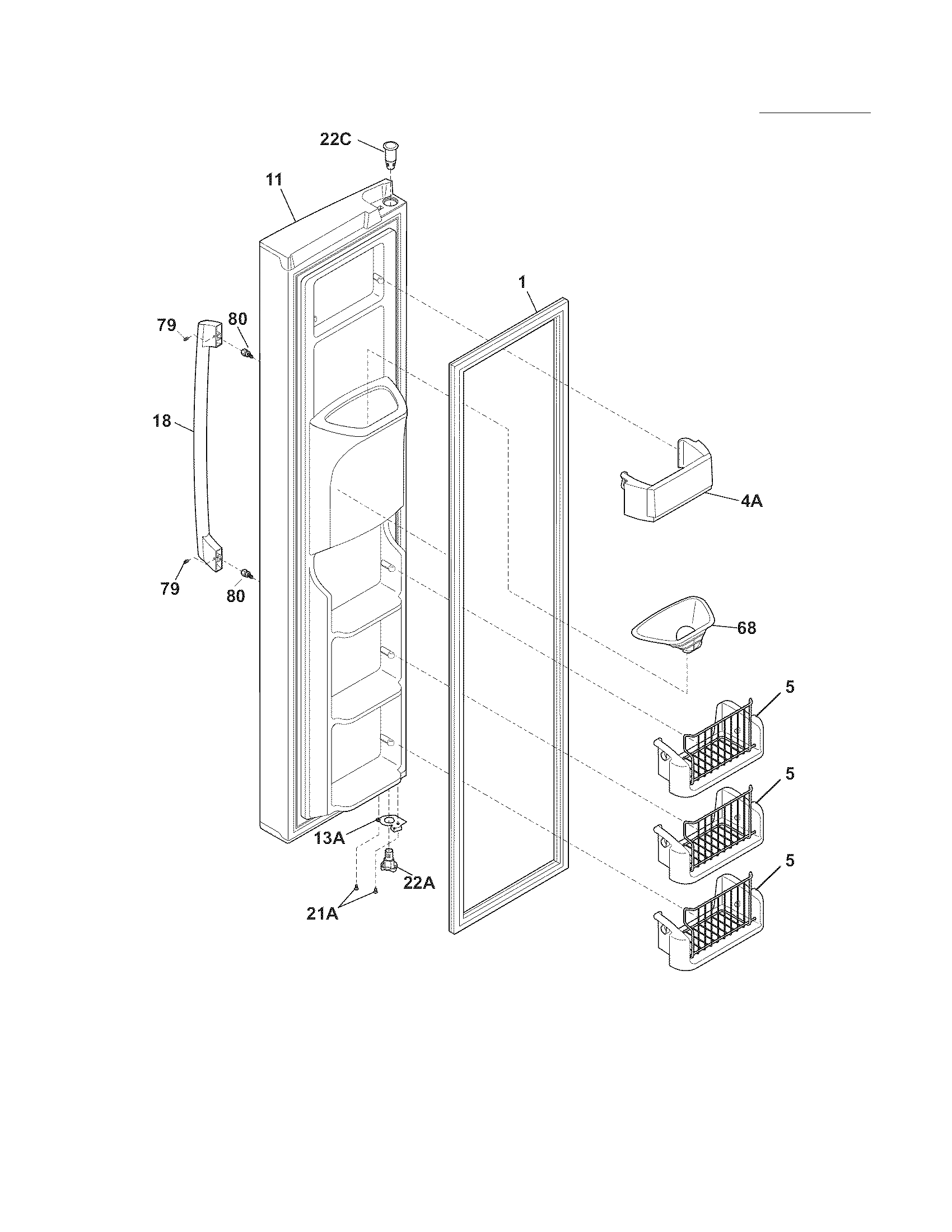 Electrolux EI23CS55GW0 freezer door diagram