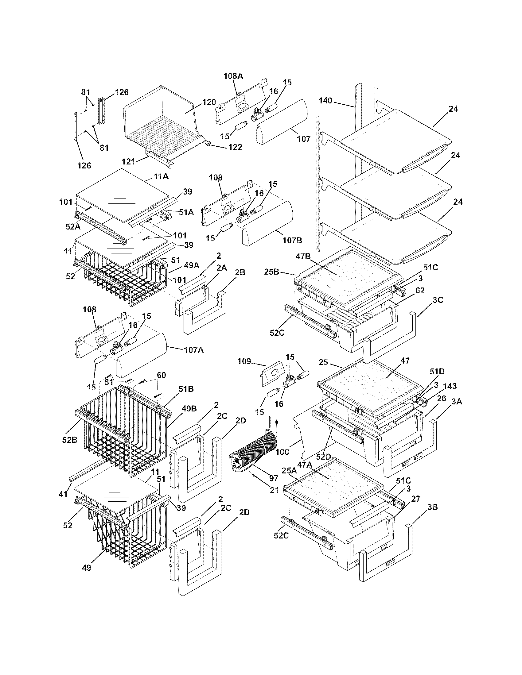 Electrolux EI23CS55GW0 shelves diagram