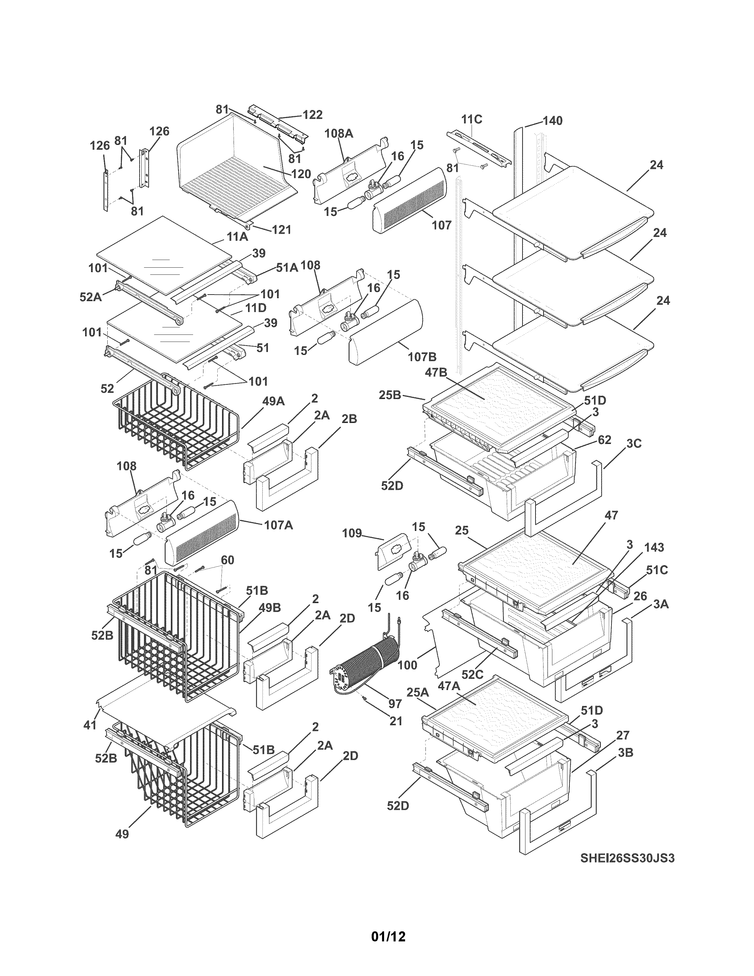 Electrolux EI23CS55GS3 shelves diagram
