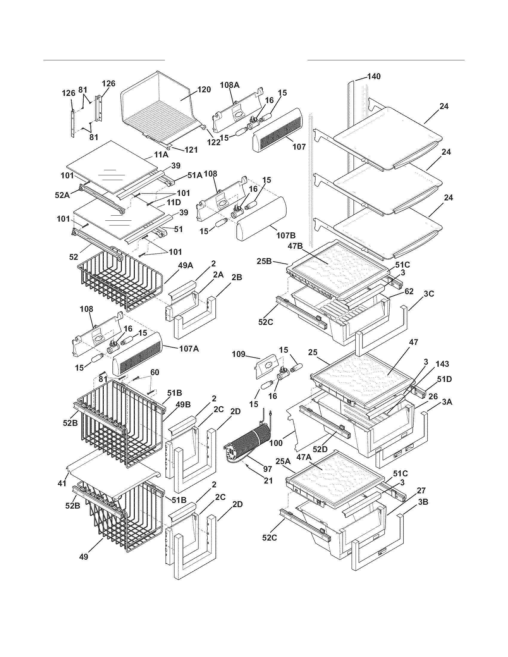 Electrolux EI23SS55HS0 shelves diagram