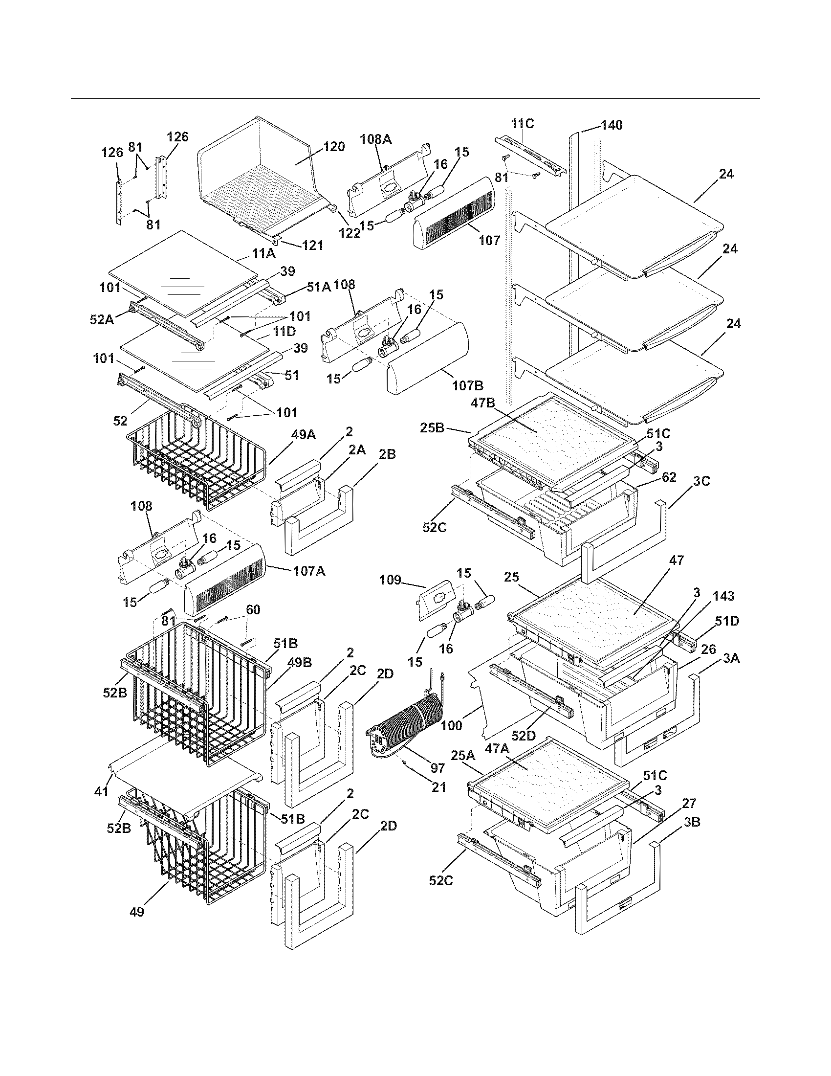 Electrolux EI26SS55GW4 shelves diagram