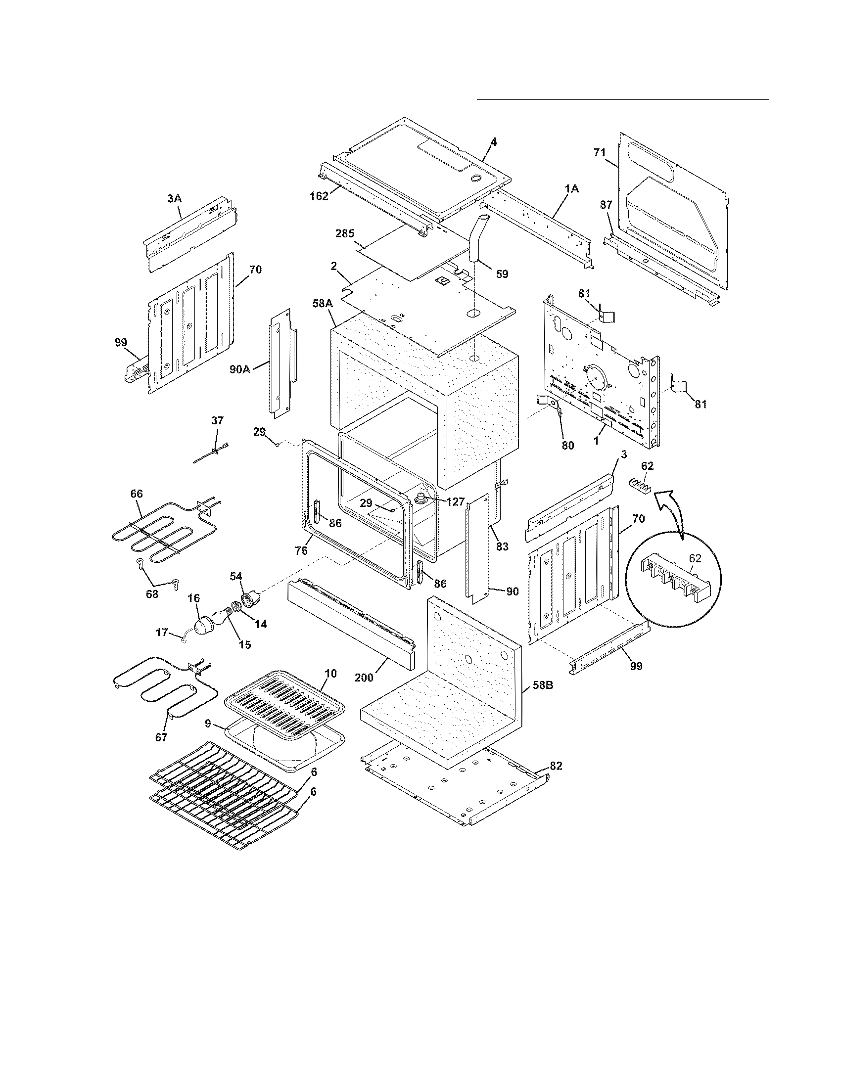 Frigidaire FFED3005LWB body diagram