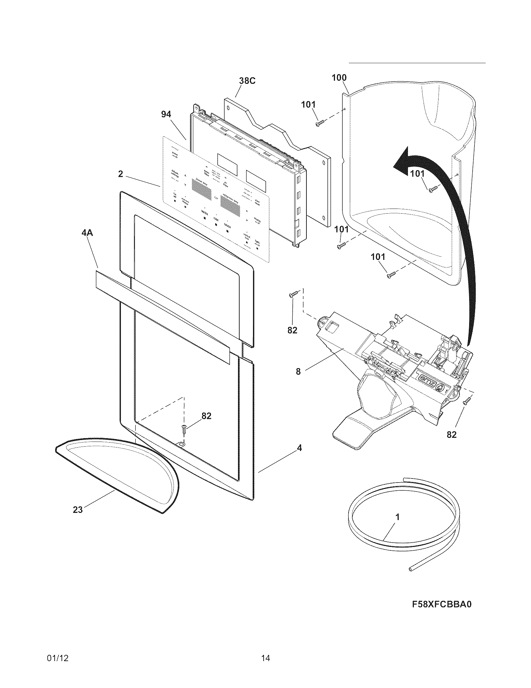 Frigidaire FPUS2686LF3 ice & water dispenser diagram
