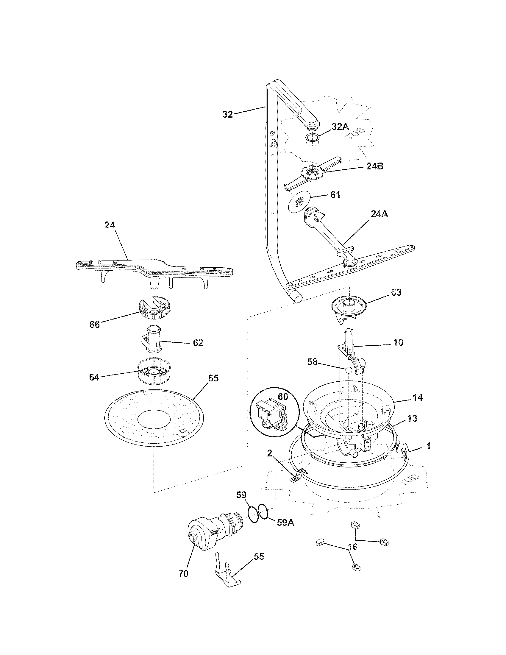 Kenmore 58715378100B motor & pump diagram