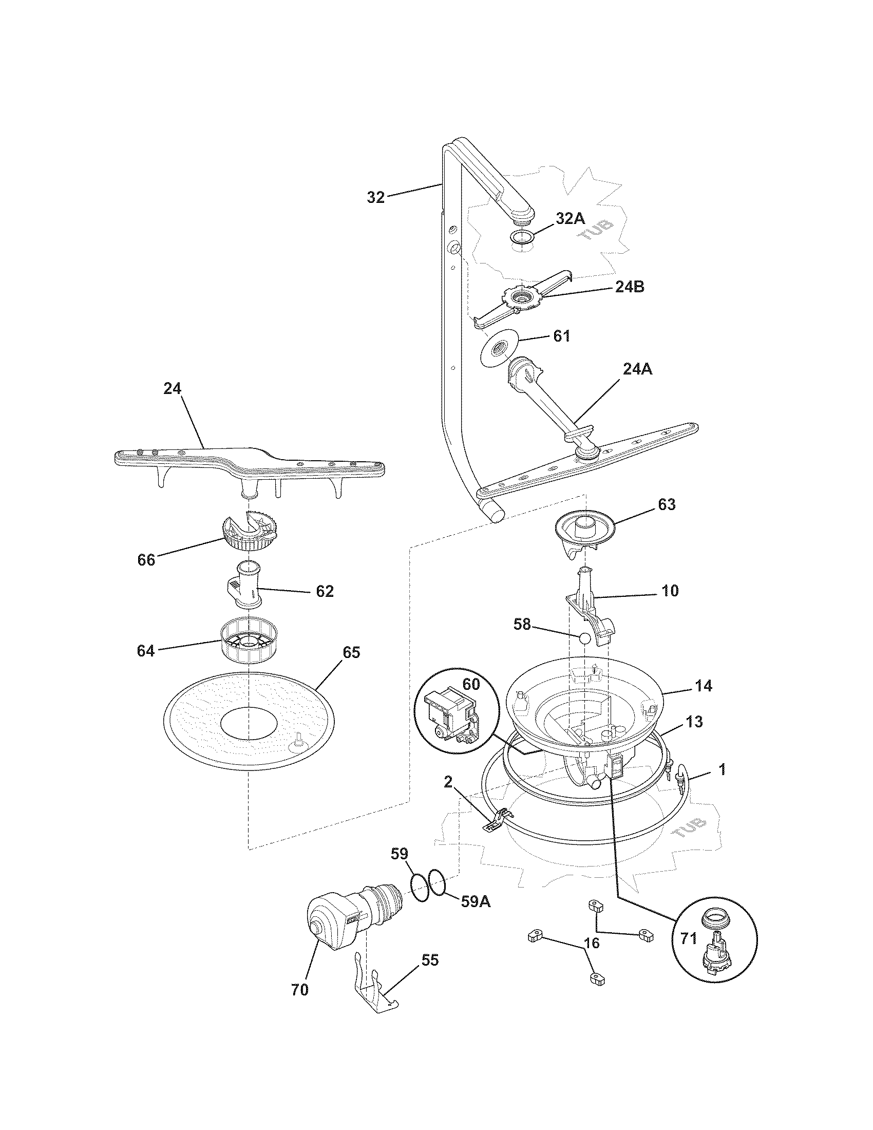 Kenmore 58715389100B motor & pump diagram