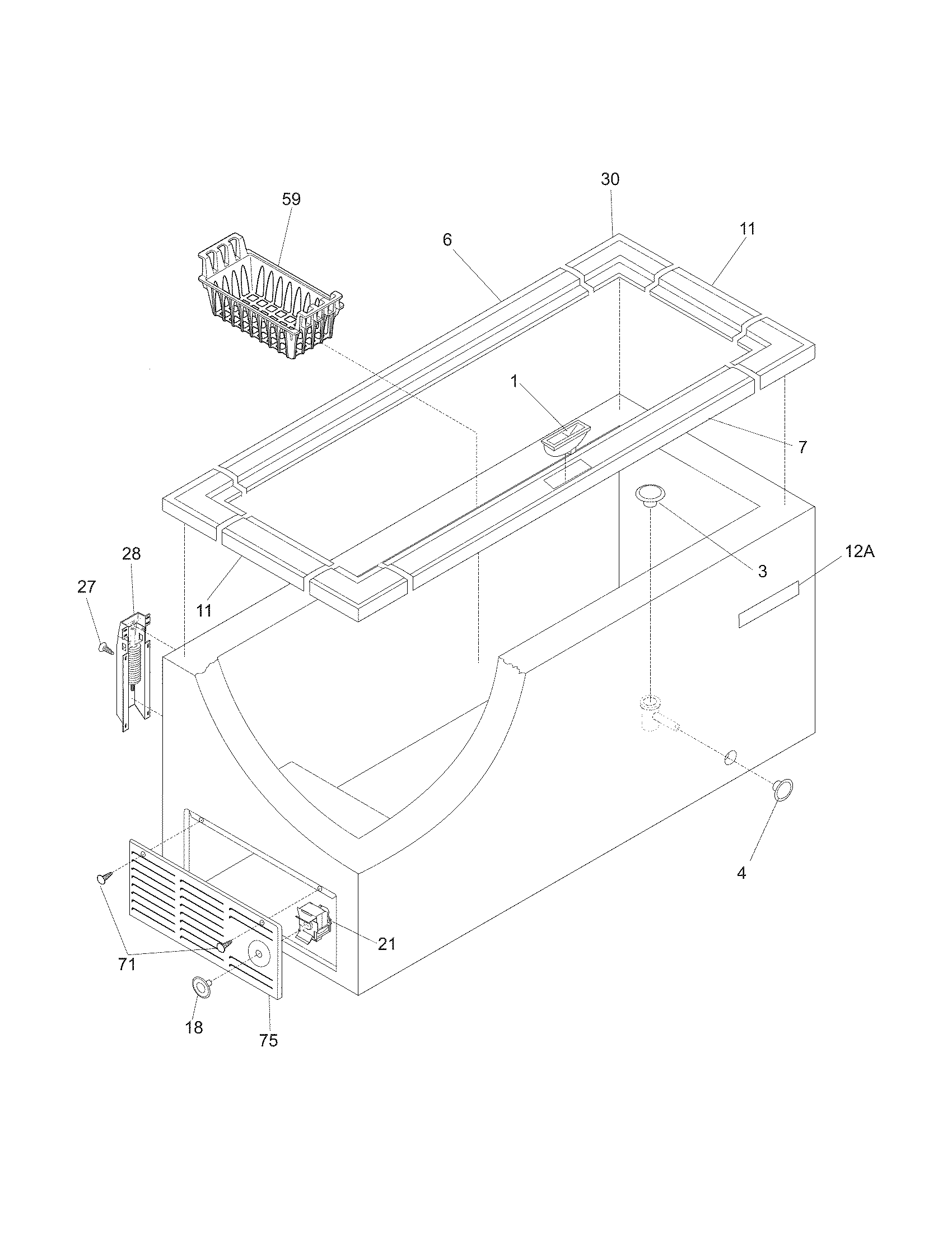 White-Westinghouse WFC15M4BW7 cabinet diagram