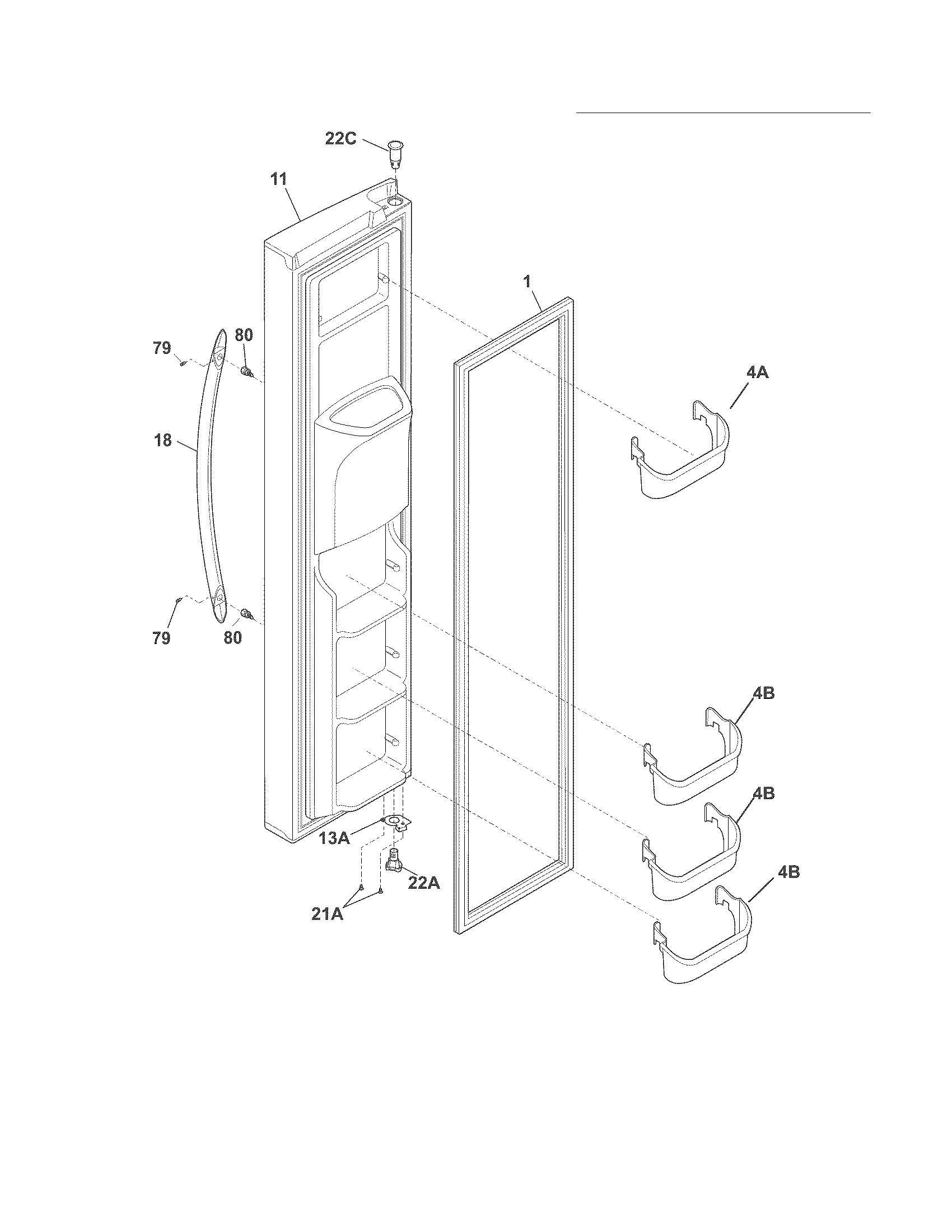 Crosley CRSH238MW1 freezer door diagram