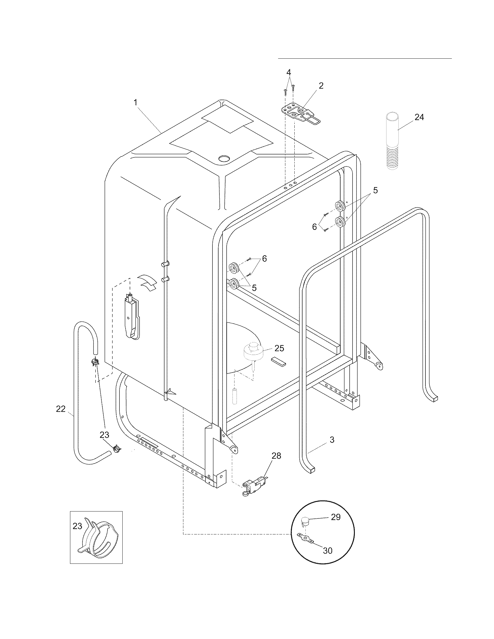 Frigidaire FFBD2409LW0B tub diagram
