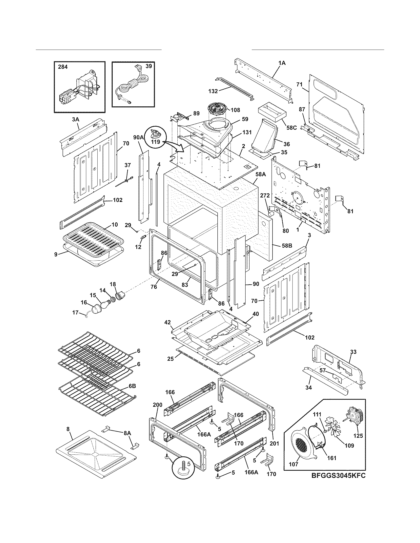 Frigidaire FGGS3045KBE body diagram