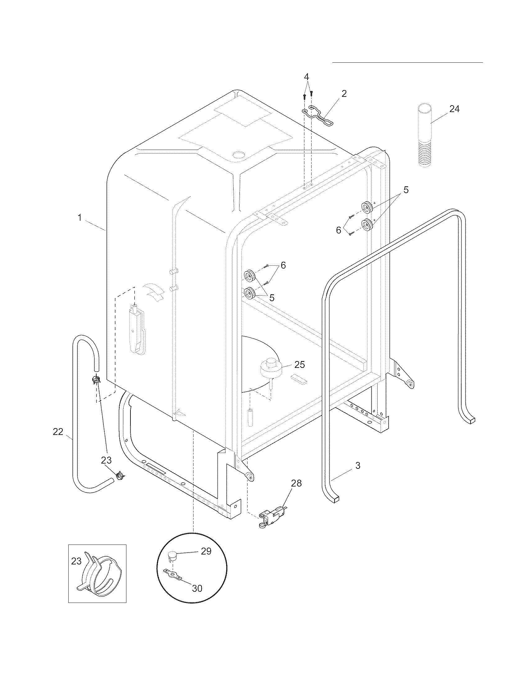 Frigidaire FGBD2431KW1A tub diagram