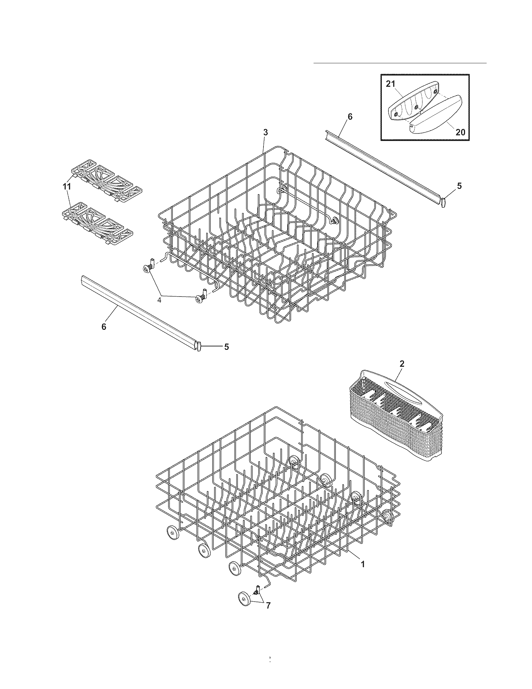 Frigidaire FGBD2431KW1A racks diagram