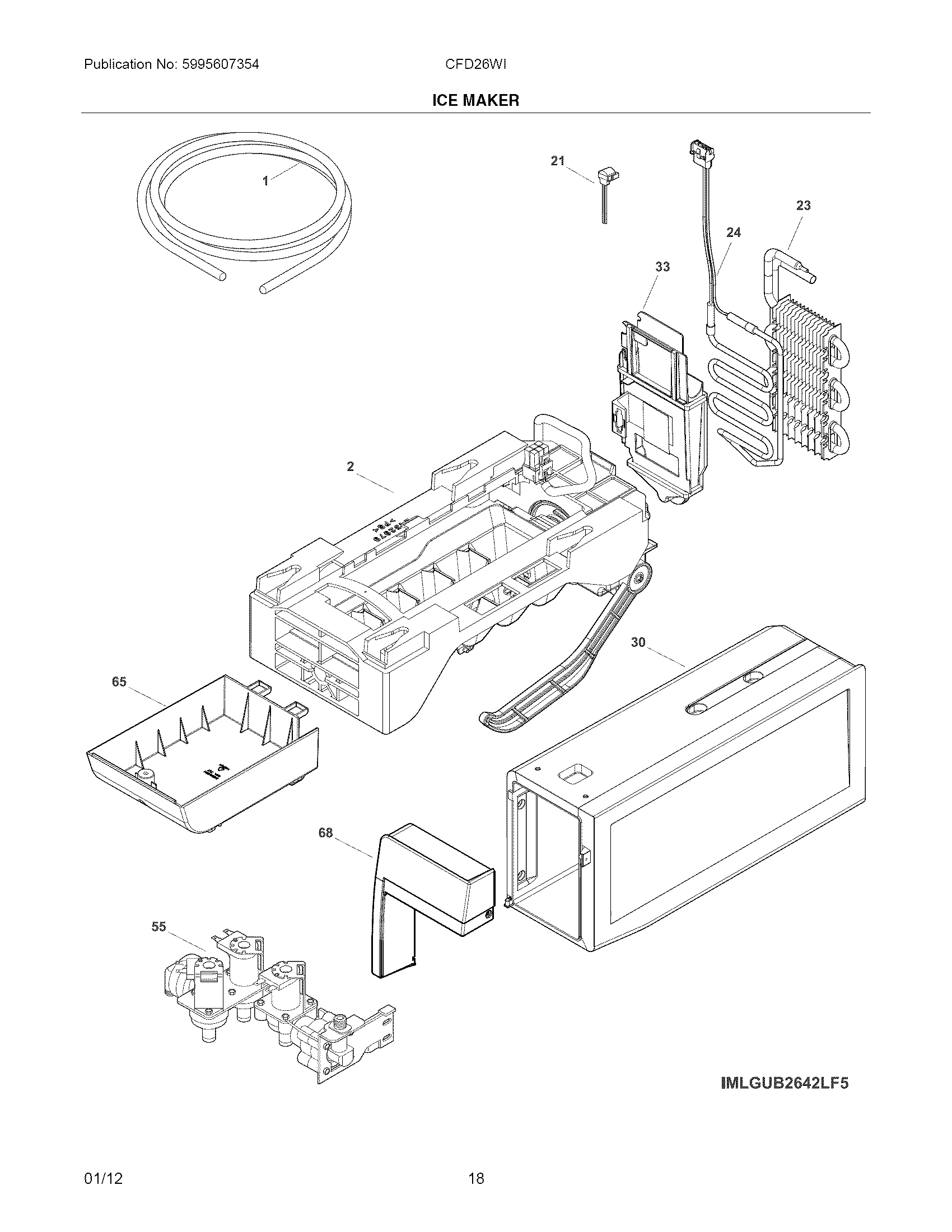 Crosley CFD28WIW6 ice maker diagram