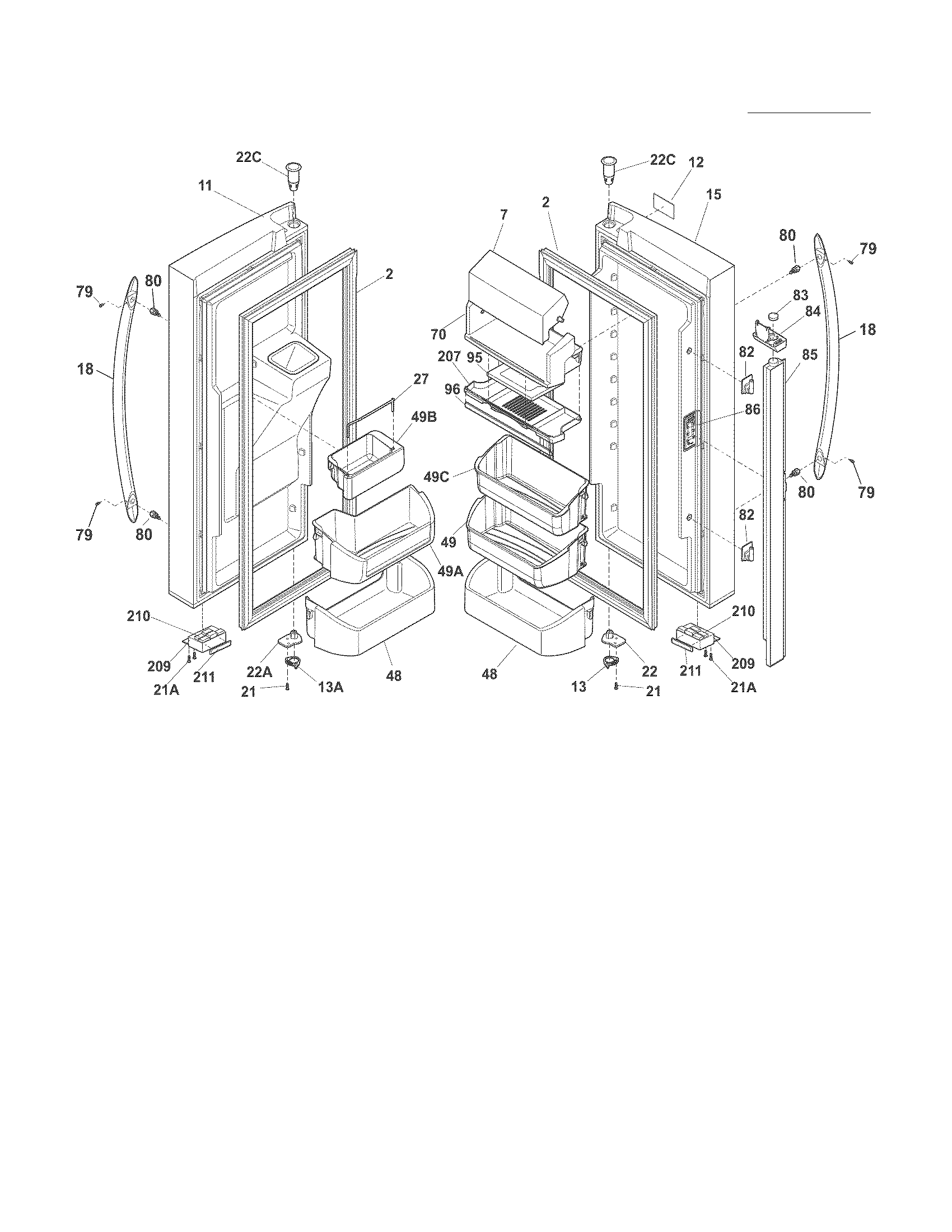 Frigidaire FGHF2369MP3 fresh food door diagram