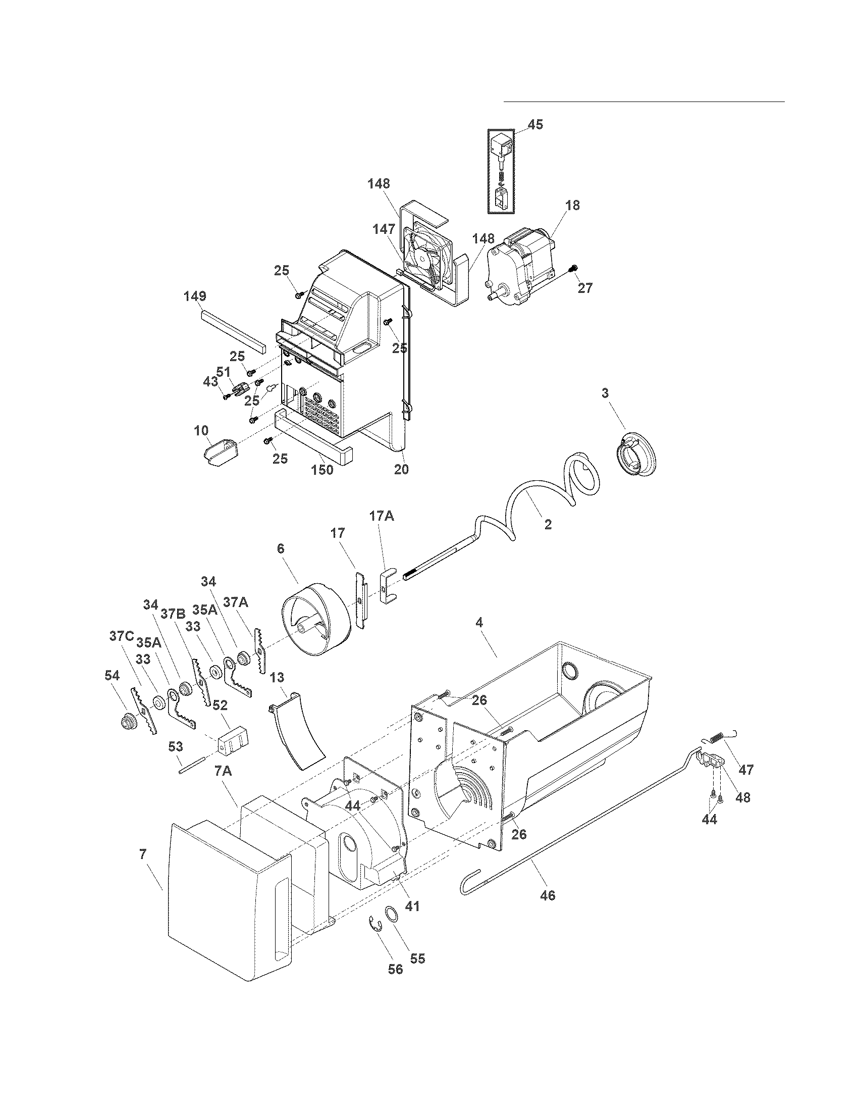 Frigidaire FGHF2369MP3 ice container diagram