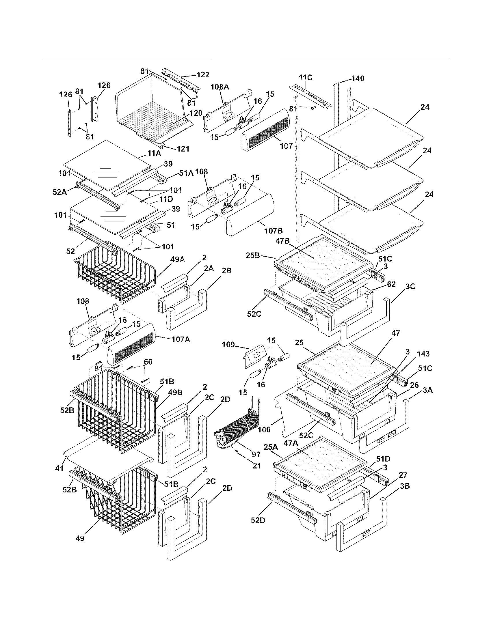 Electrolux EW23SS65HB2 shelves diagram