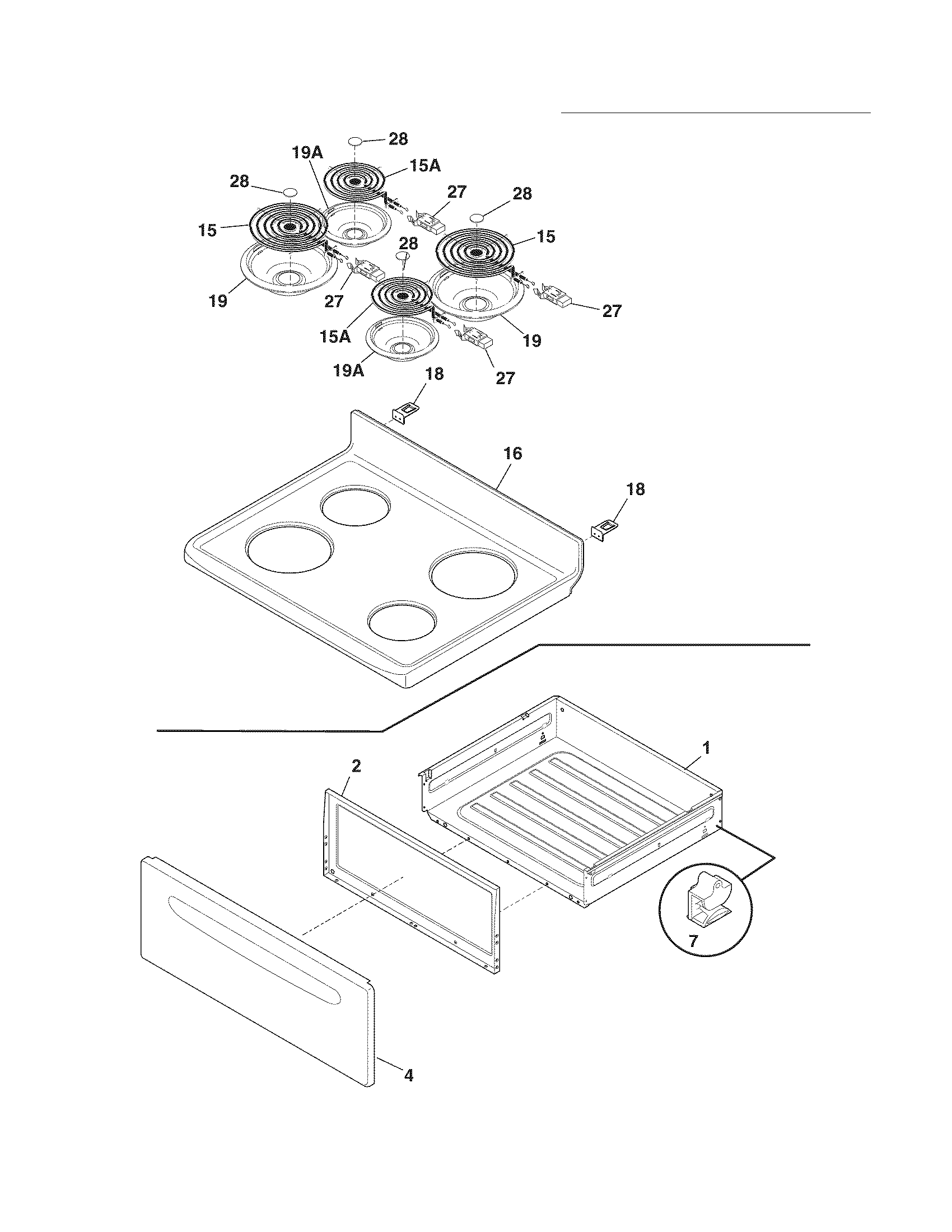 Kelvinator KEF355XSA top/drawer diagram
