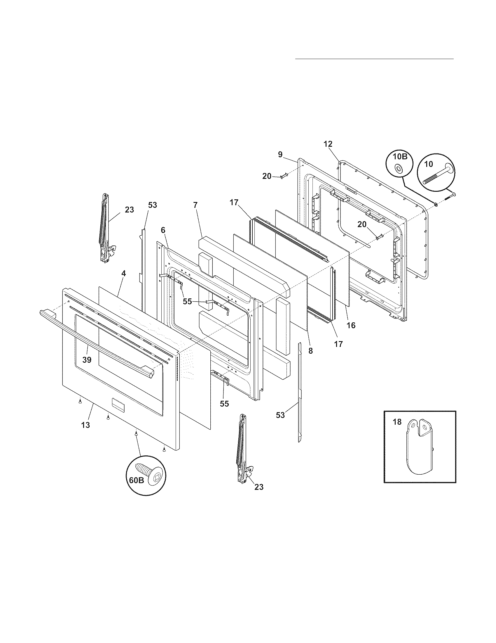 Frigidaire LPGF3091KSG door diagram