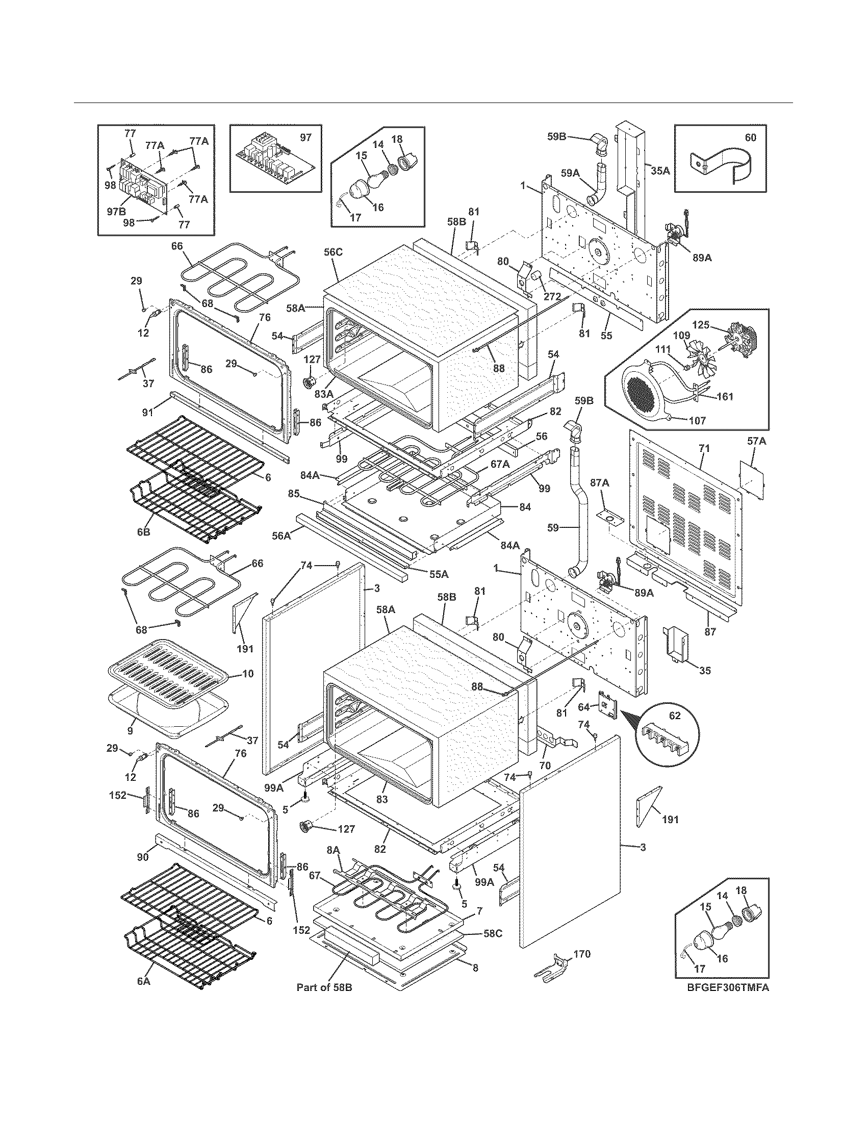 Frigidaire FGEF306TMFA body diagram