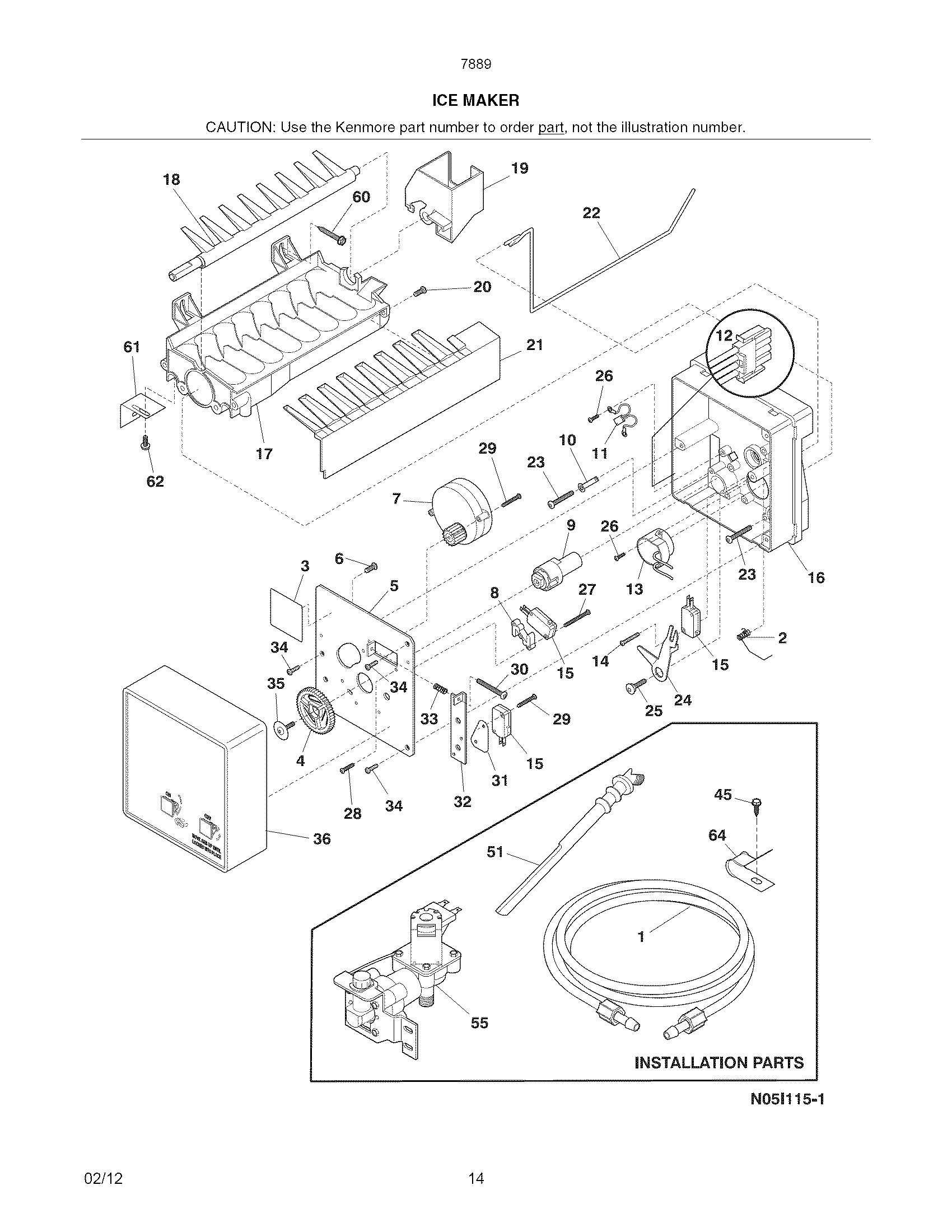 Kenmore 25378892012 ice maker diagram