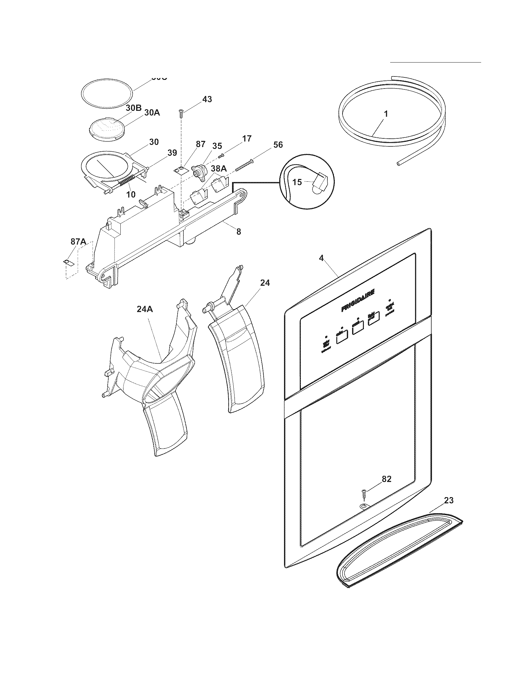 Crosley CRSH266MW3 ice & water dispenser diagram