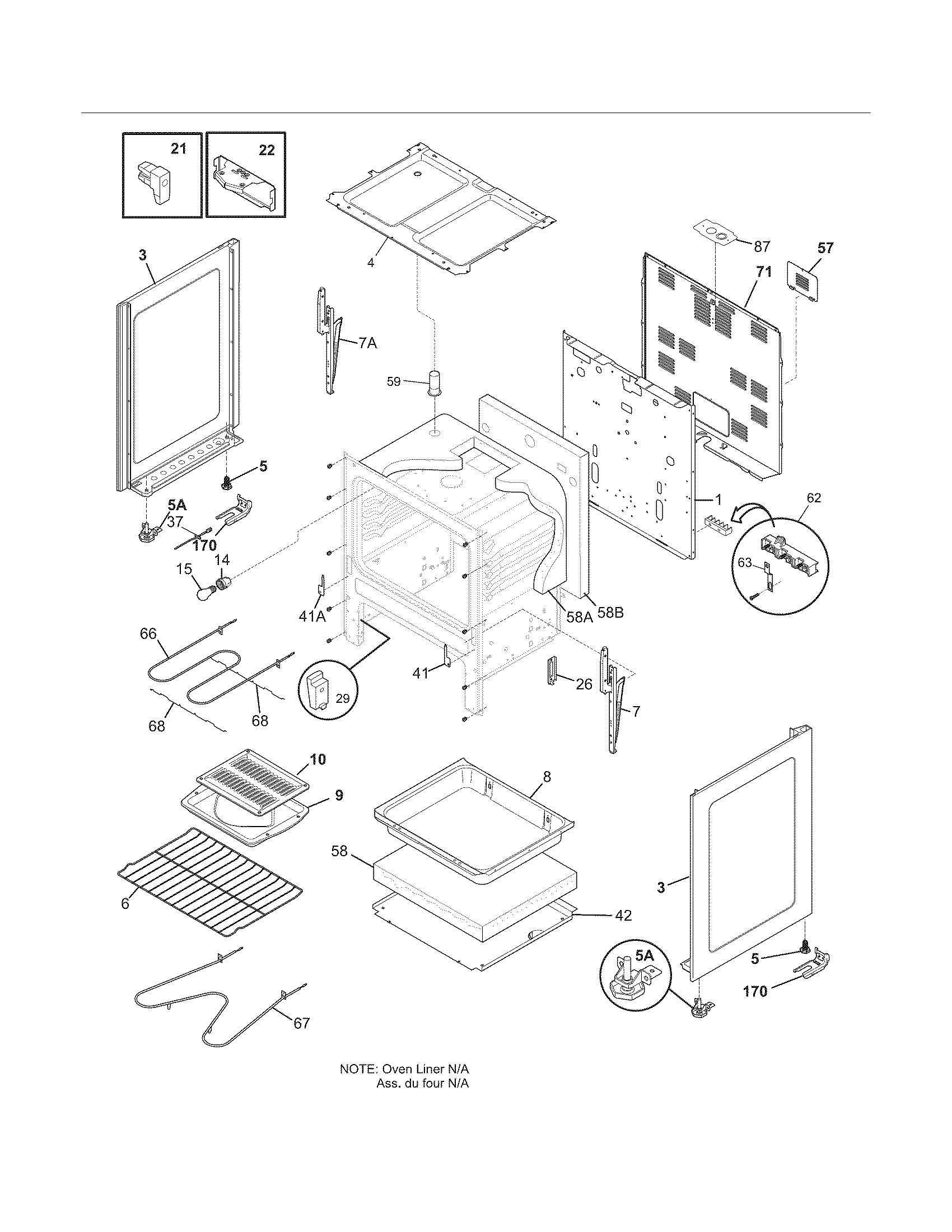 Frigidaire FFEF3011LWE body diagram