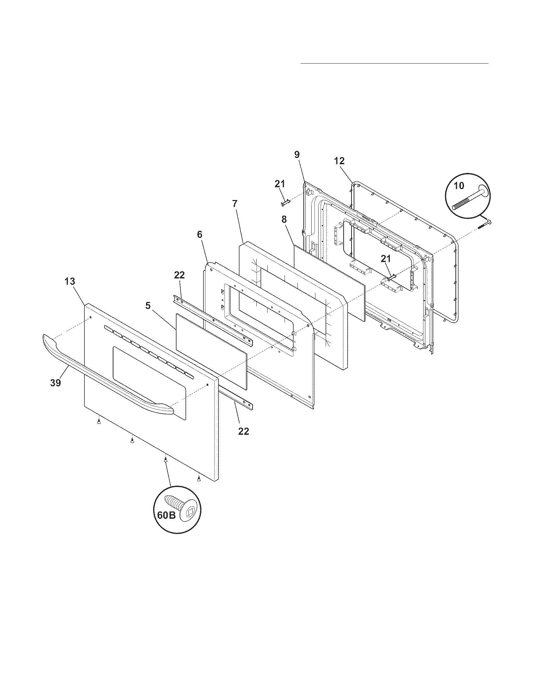 Frigidaire FFEF3011LWE door diagram