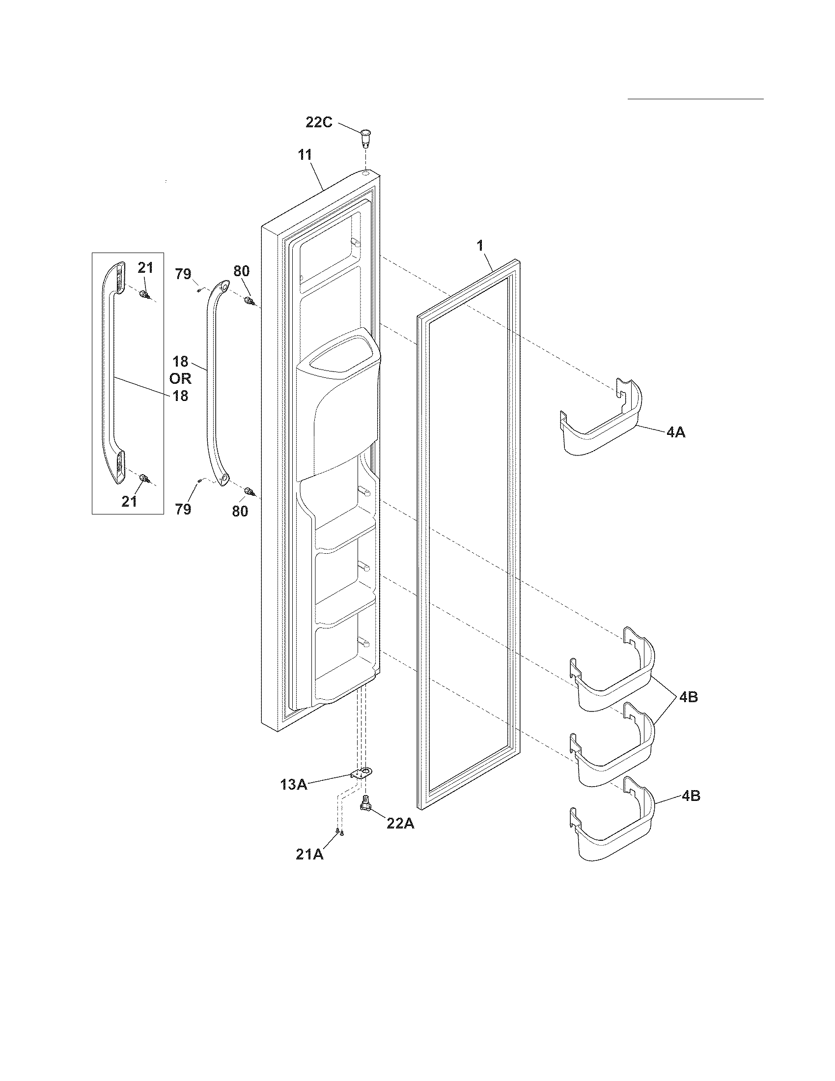 Frigidaire FFHS2322MS3 freezer door diagram