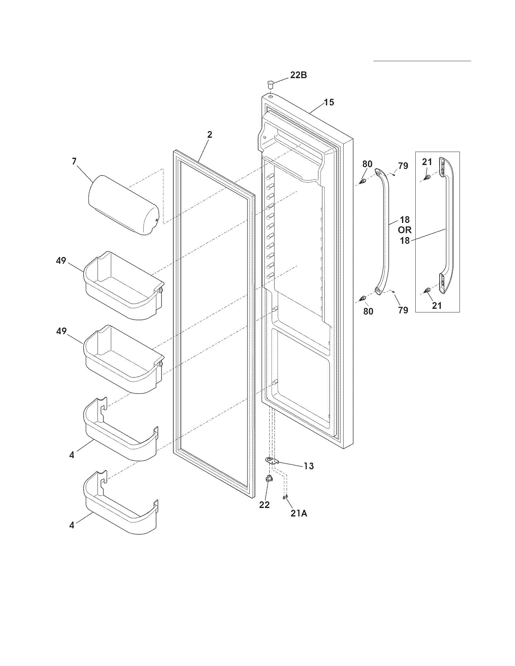 Frigidaire FFHS2322MS3 refrigerator door diagram