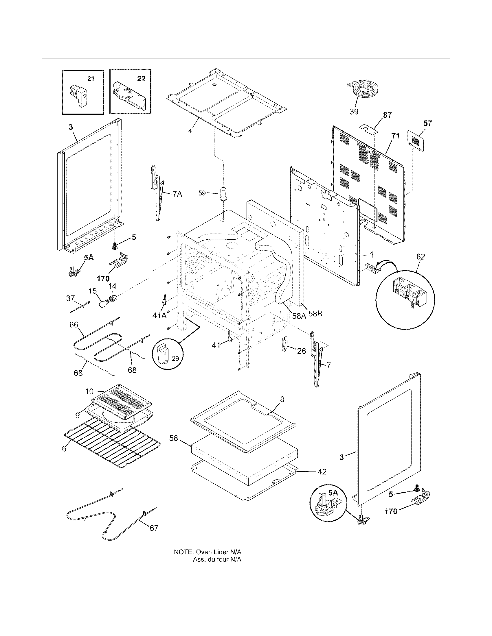 Frigidaire CFEF3007LWF body diagram