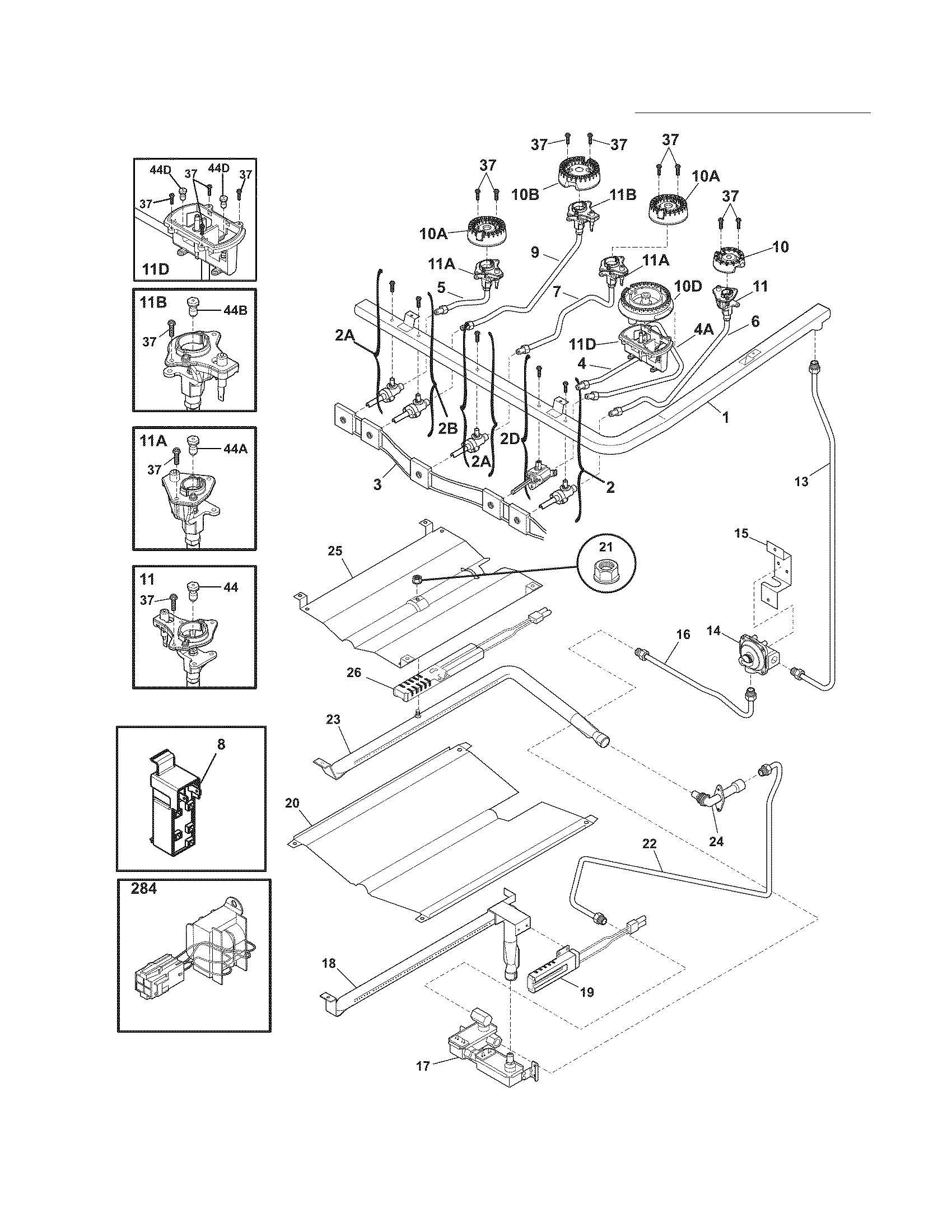 Electrolux EW3LGF65GSM burner diagram