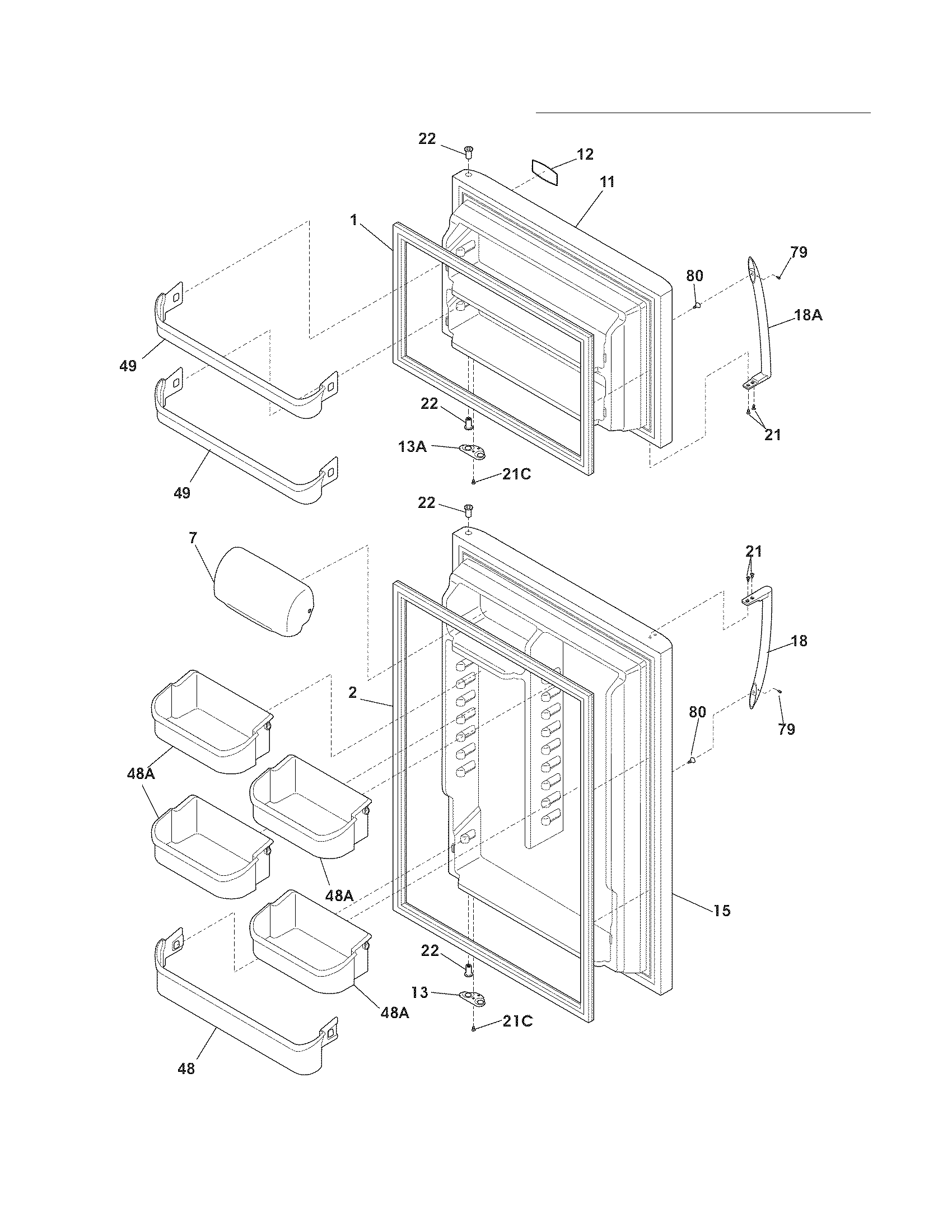 Frigidaire FGHT1844KR6 doors diagram