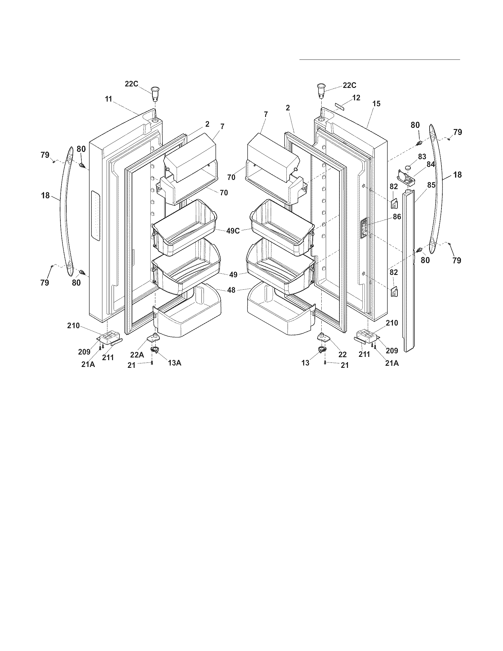 Frigidaire FGHG2344MP4 fresh food door diagram