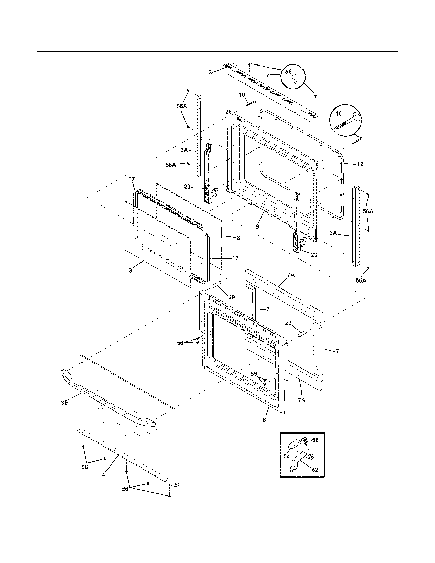Frigidaire FFES3015LWE door diagram