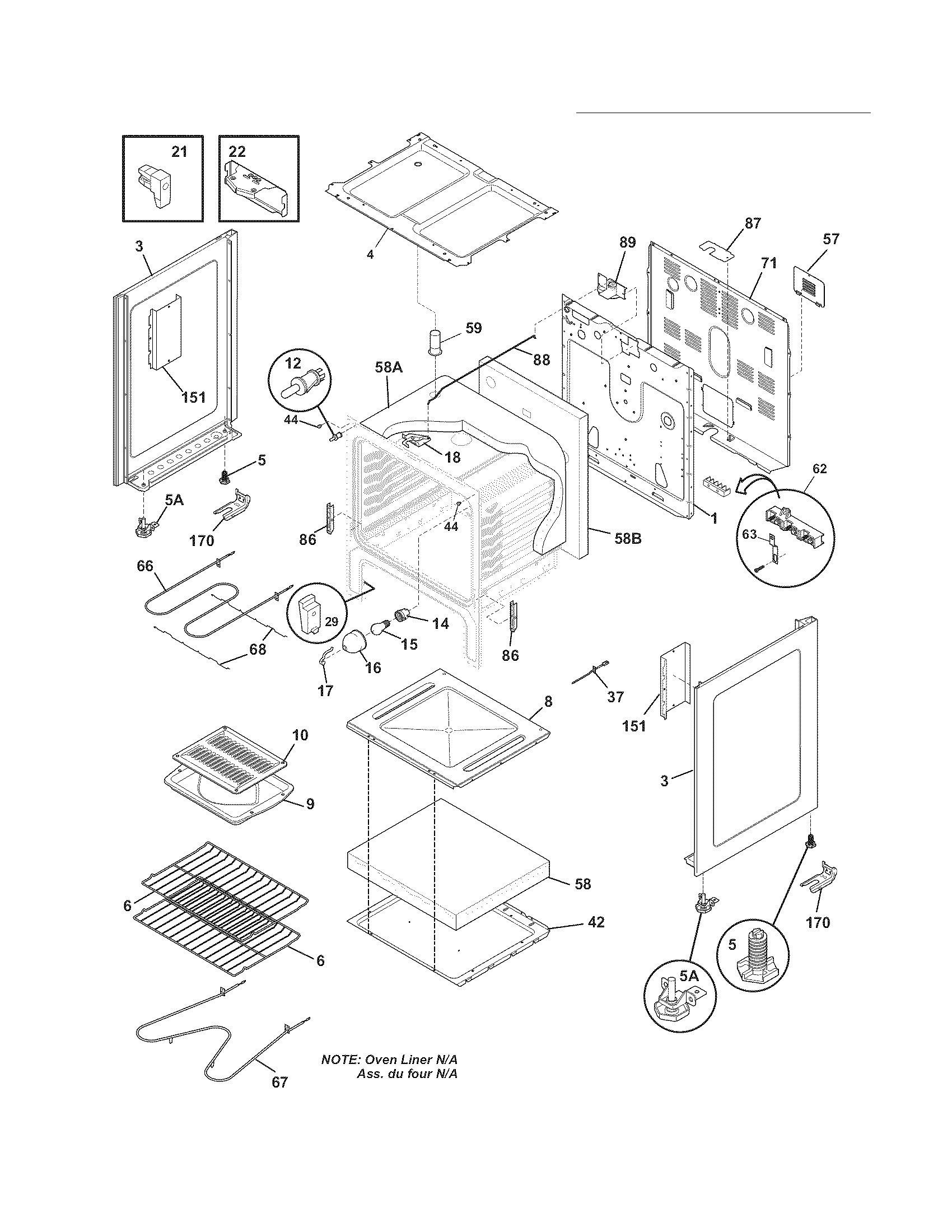 Gibson GEF3015XWA body diagram