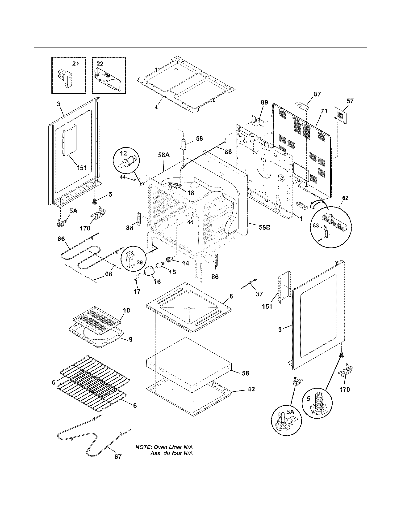 Tappan TEF351EWK body diagram