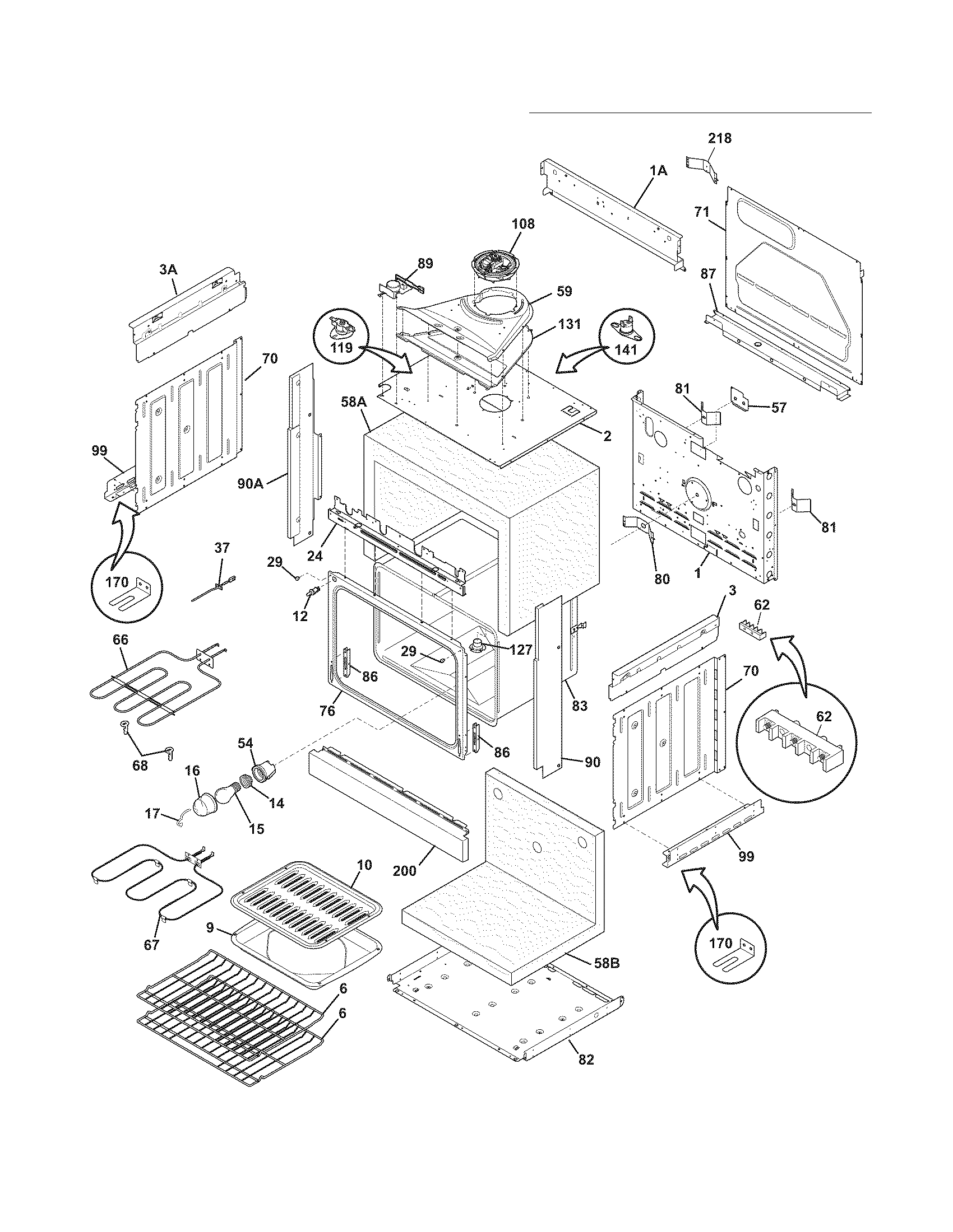 Frigidaire FFED3025LBD body diagram