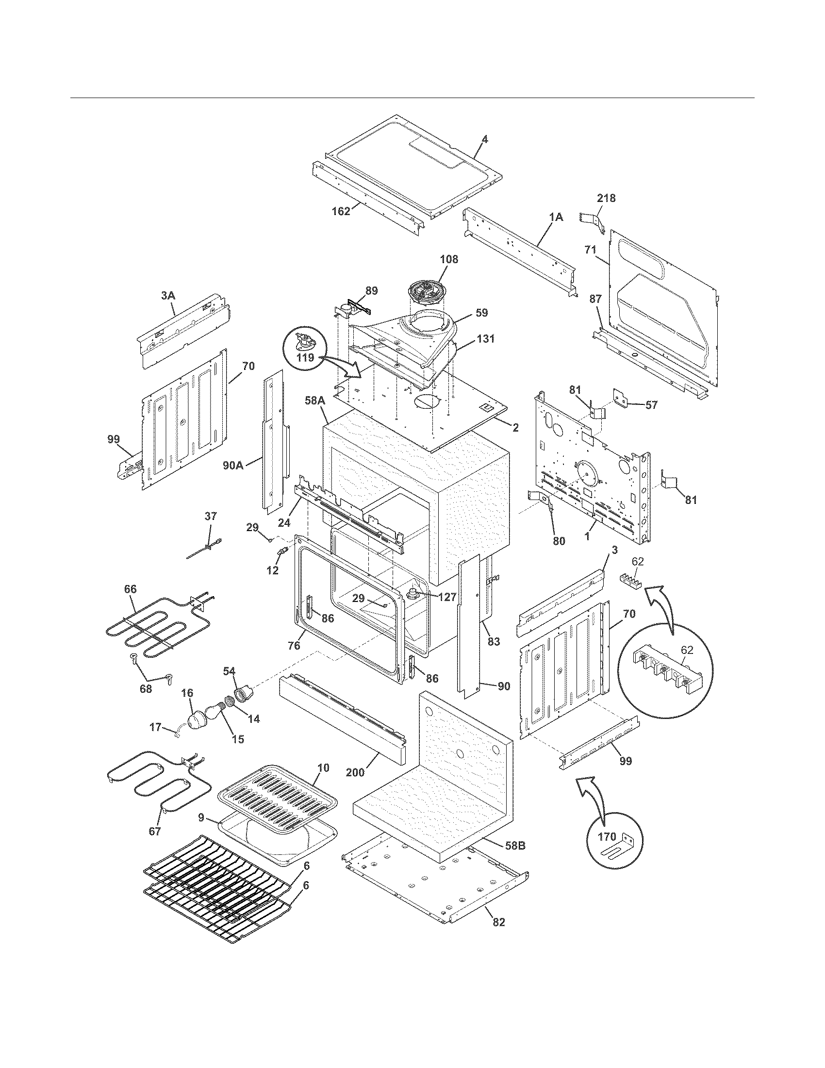 Frigidaire FFED3015LWD body diagram