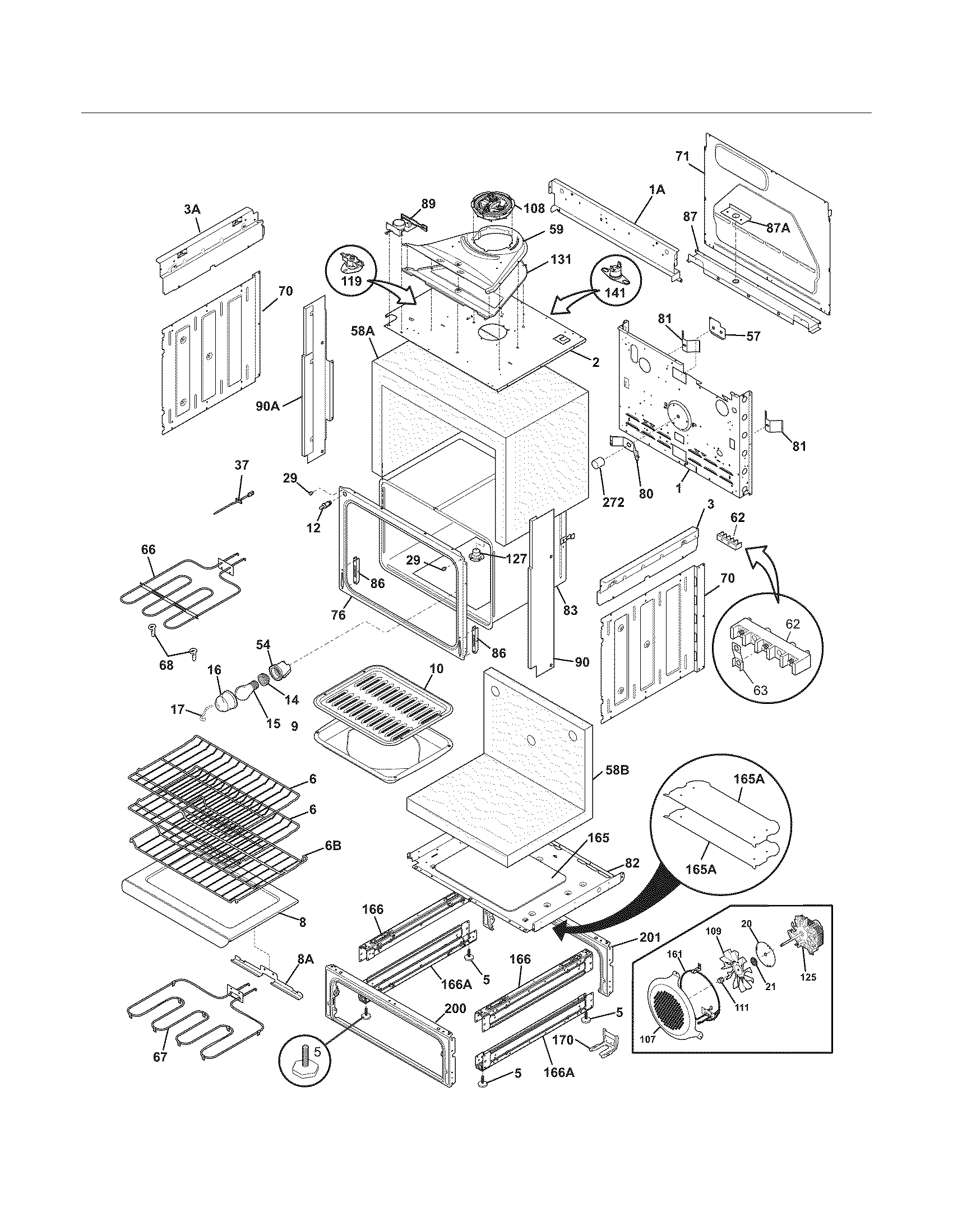 Frigidaire FGES3045KWE body diagram