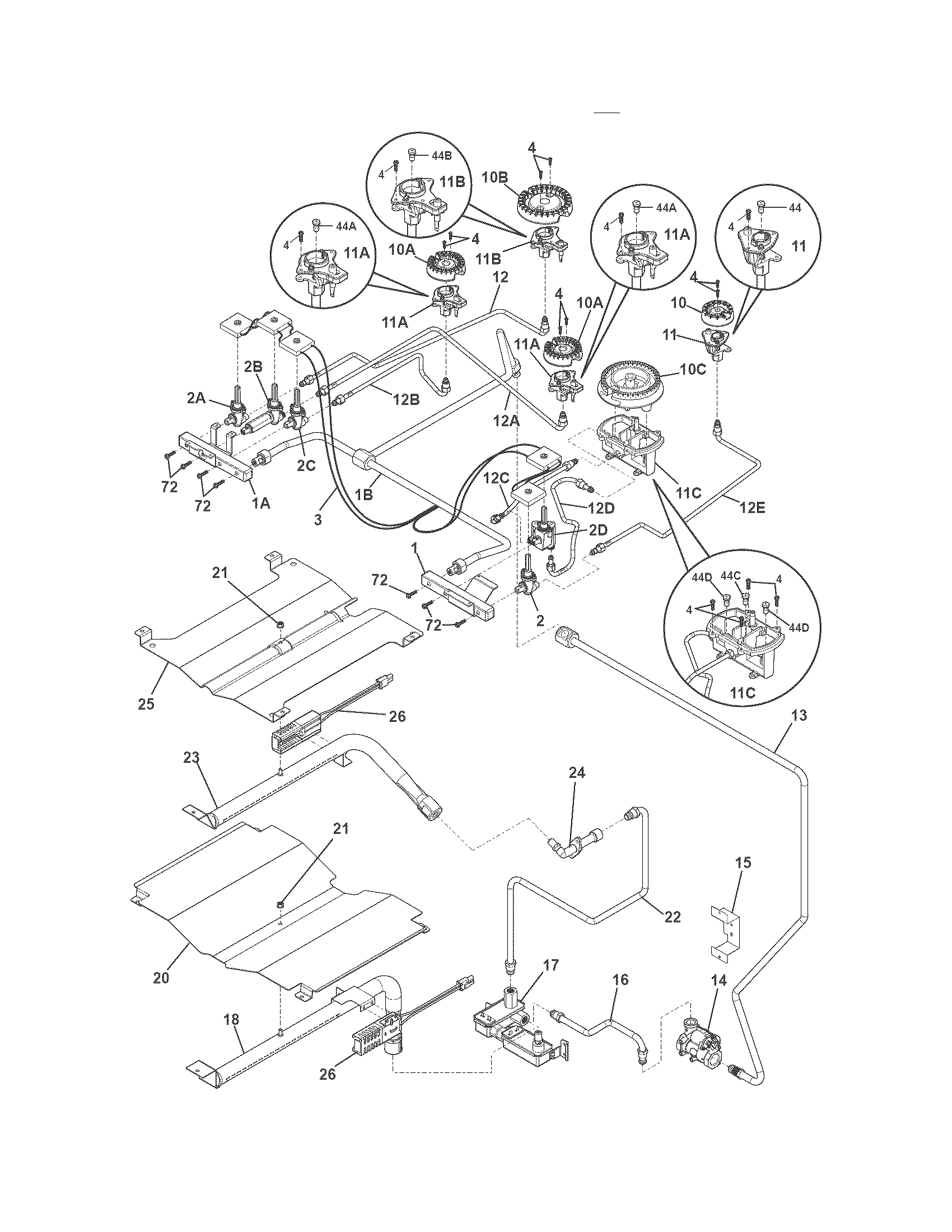 Electrolux EW30GS75KSB burner diagram