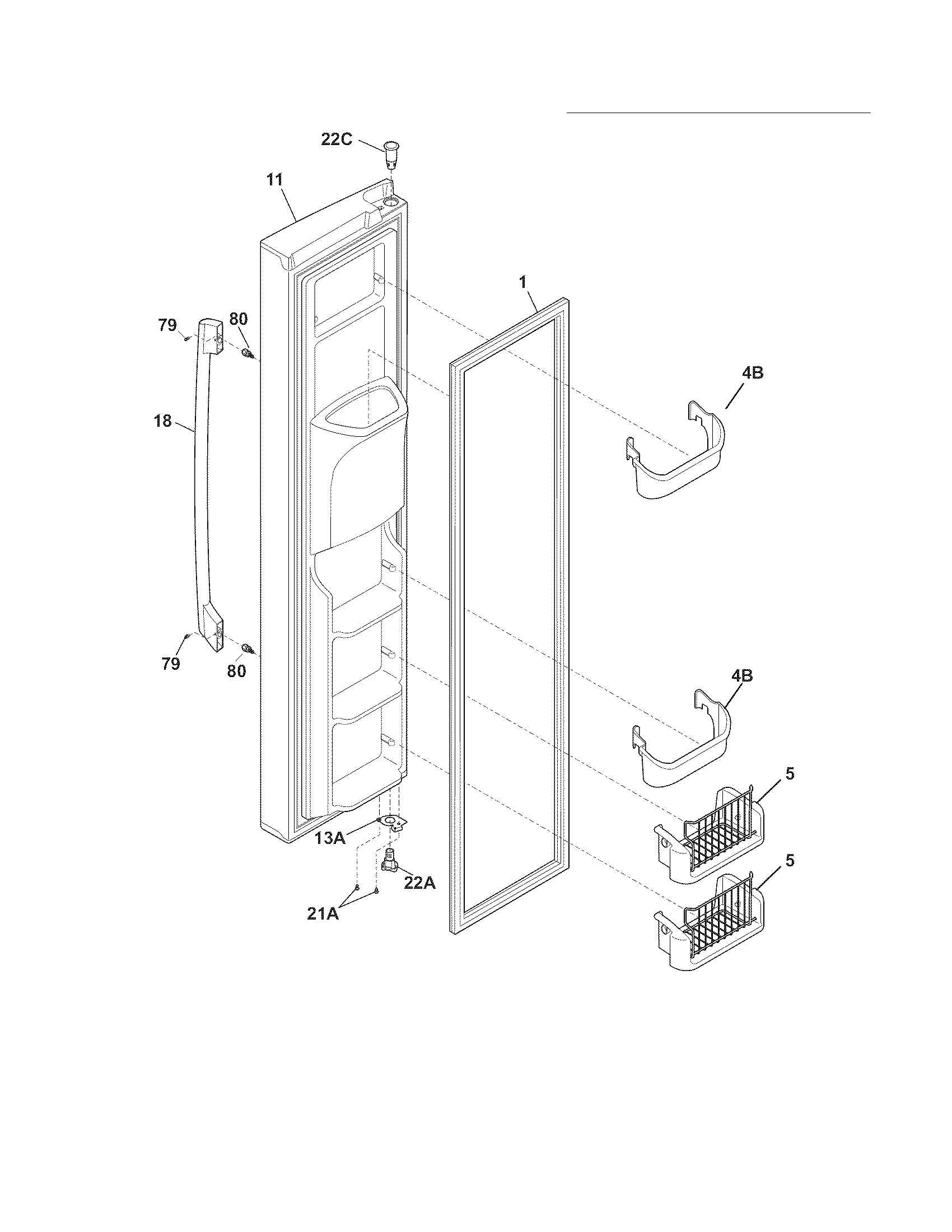 Frigidaire FPHC2399KF6 freezer door diagram
