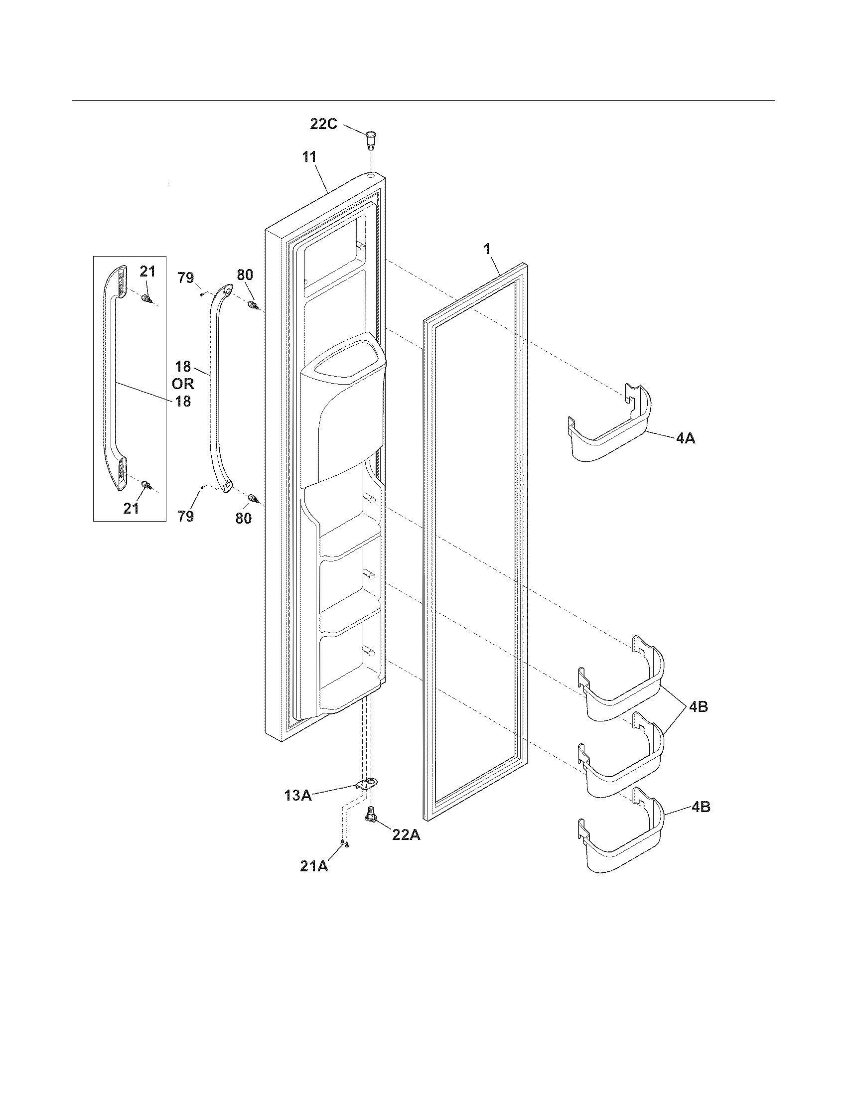 Frigidaire FFHS2322MS4 freezer door diagram