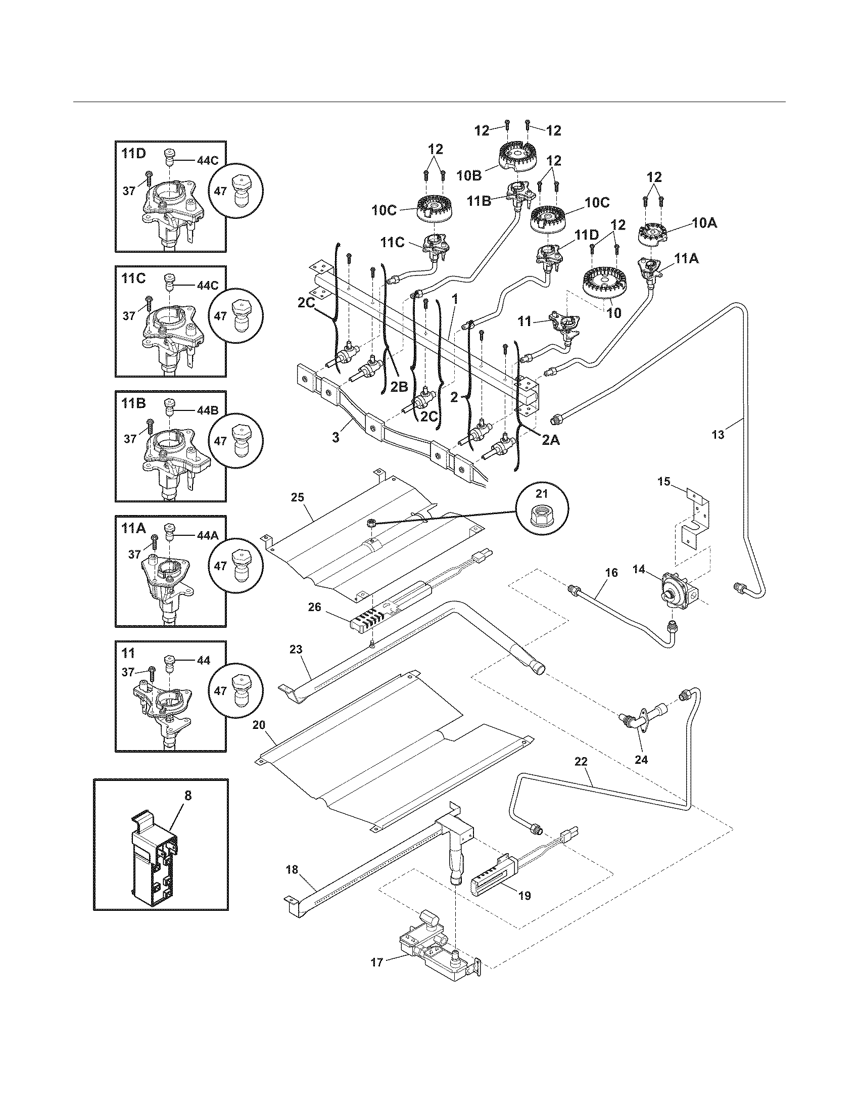 Frigidaire CGGF3032MWA burner diagram
