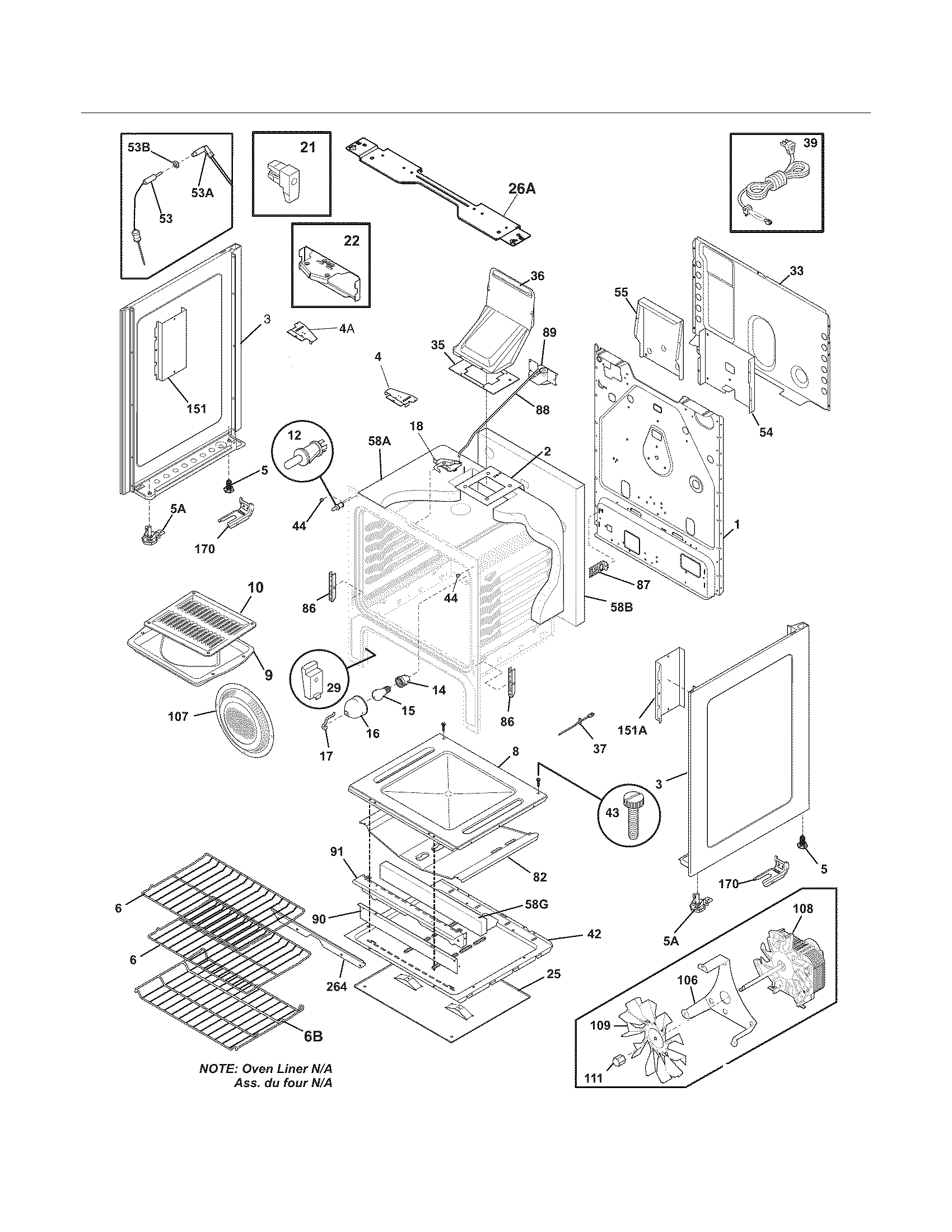 Frigidaire CGGF3032MWA body diagram