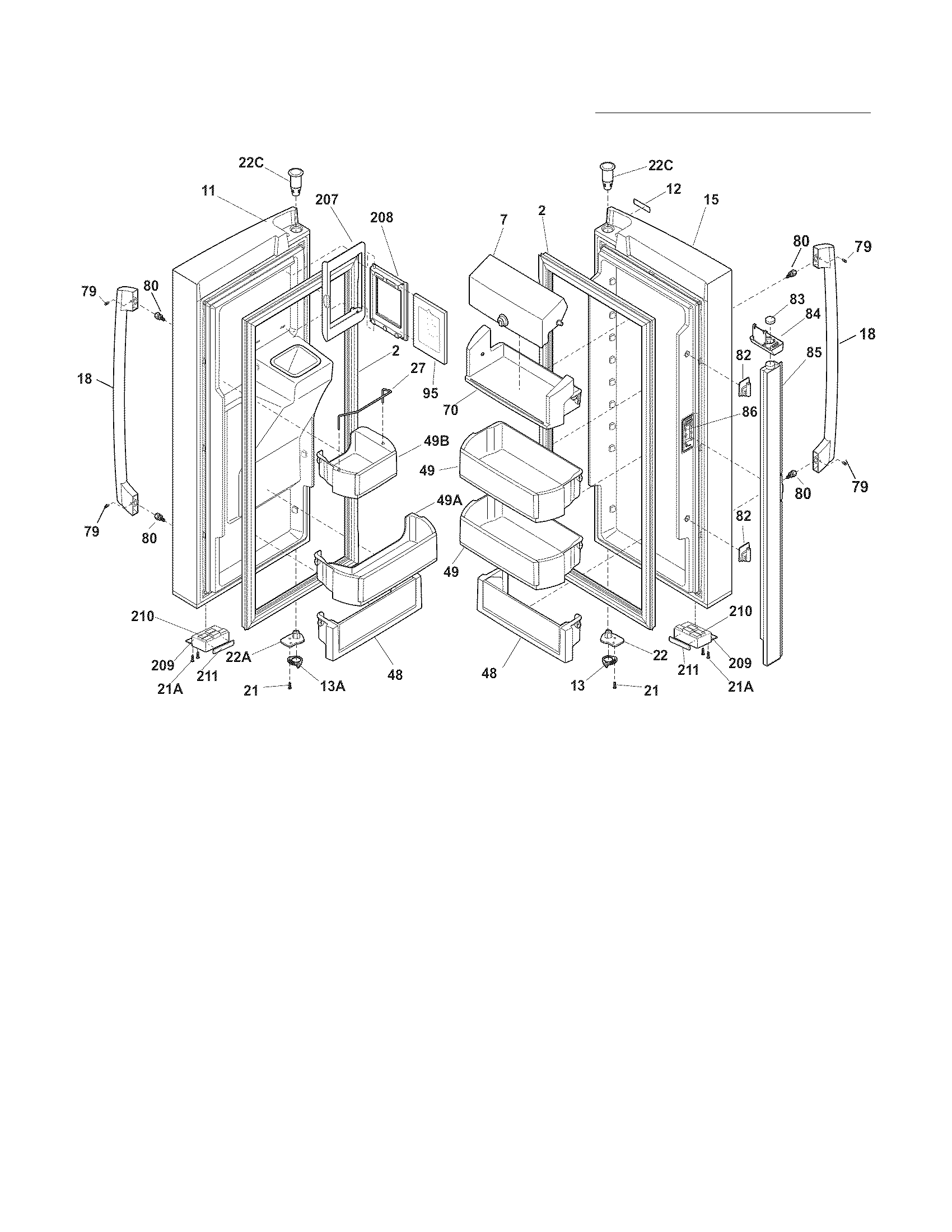 Electrolux EI28BS56IBE fresh food door diagram