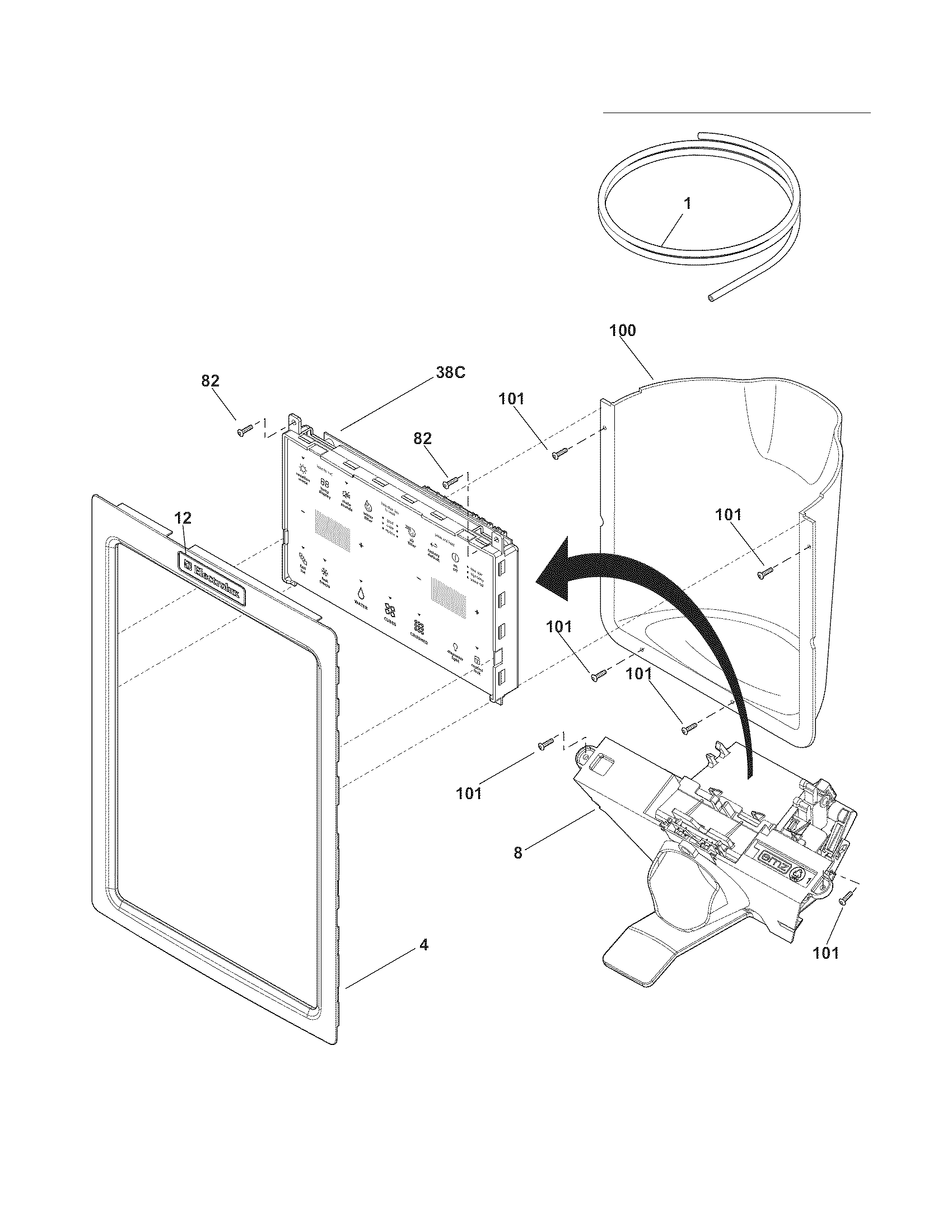 Electrolux EW26SS70IS6 ice & water dispenser diagram