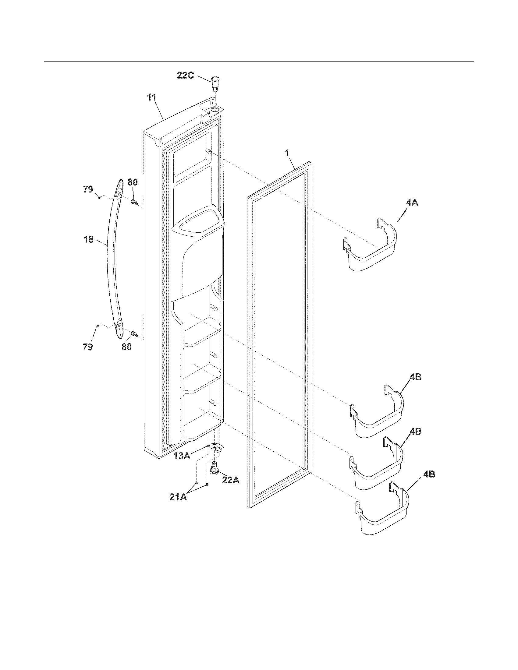 Crosley CRSH238MB2 freezer door diagram