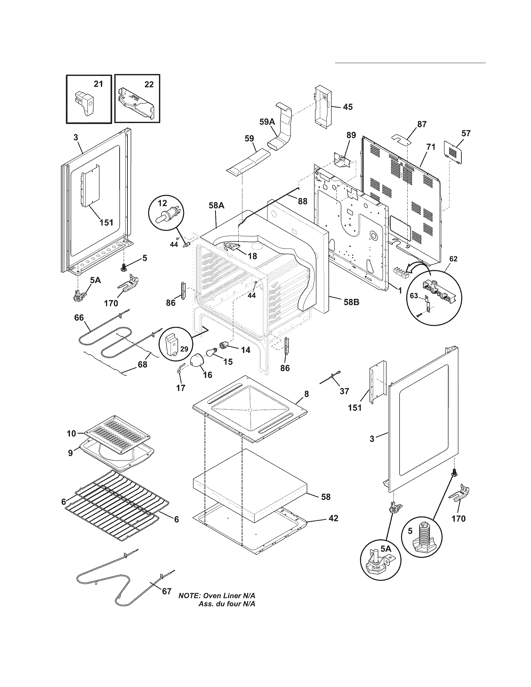 Frigidaire FFEF3017ZWA body diagram